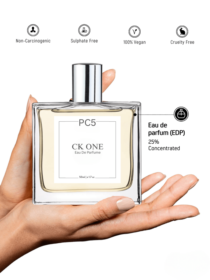 PC5 CK ONE Unisex Perfume EDP Spray for Men & Women | Citrus Fresh Woody Fragrance Accords | Luxury Gift for Him / Her