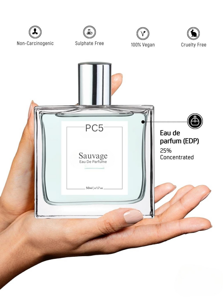 PC5 Sauvage Perfume EDP Spray for Men | Spicy Amber Citrus Fragrance Accords | Luxury Gift for Him