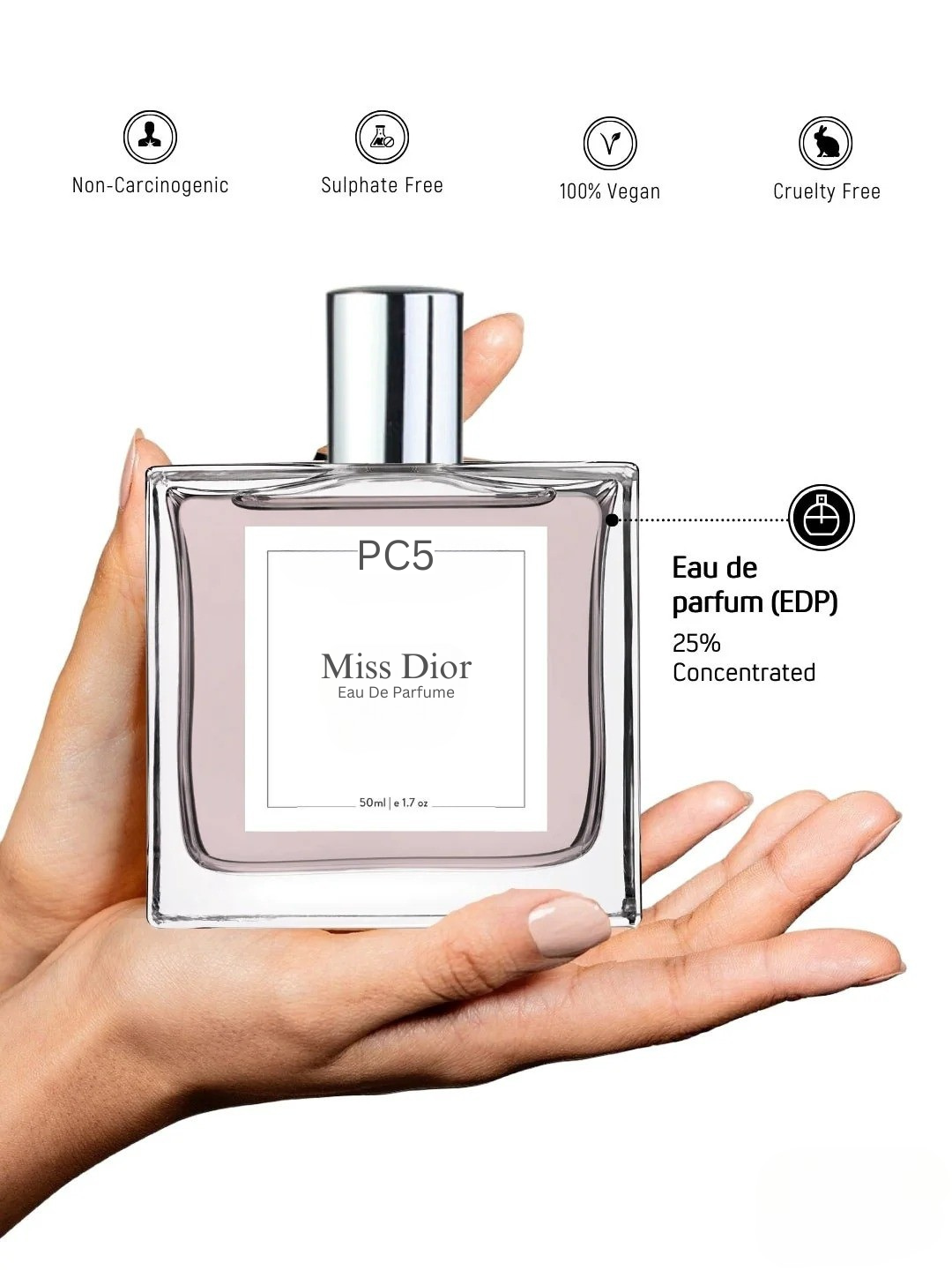 PC5 Miss Dior Perfume EDP Spray for Women | Sweet Vanilla Fruity Rose Floral Fragrance | Luxury Gift for Her