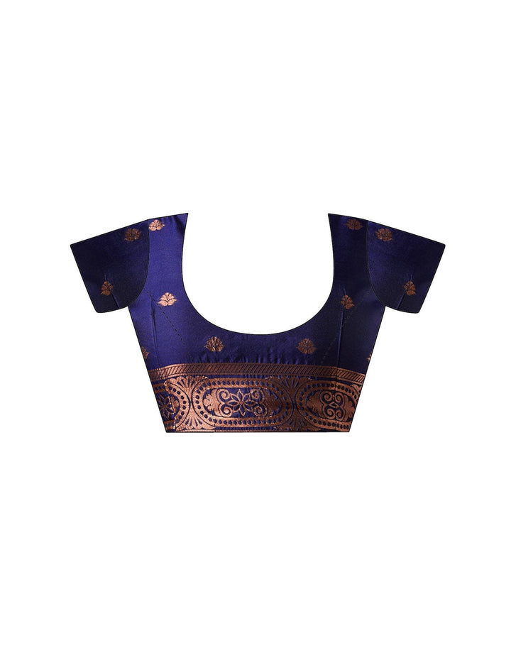 Navy Blue Silk Woven Banarasi Saree