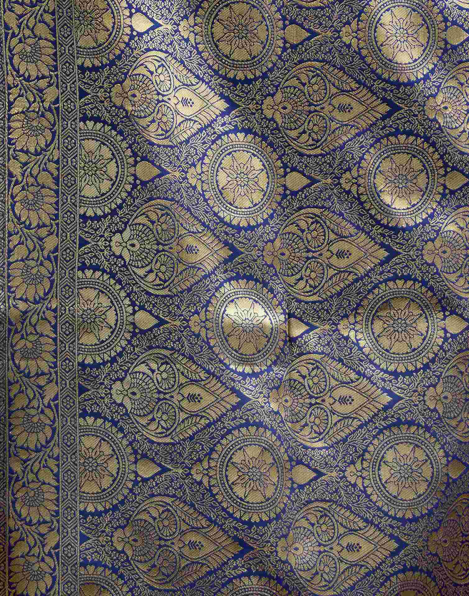 Teal Blue Silk Woven Banarasi Saree