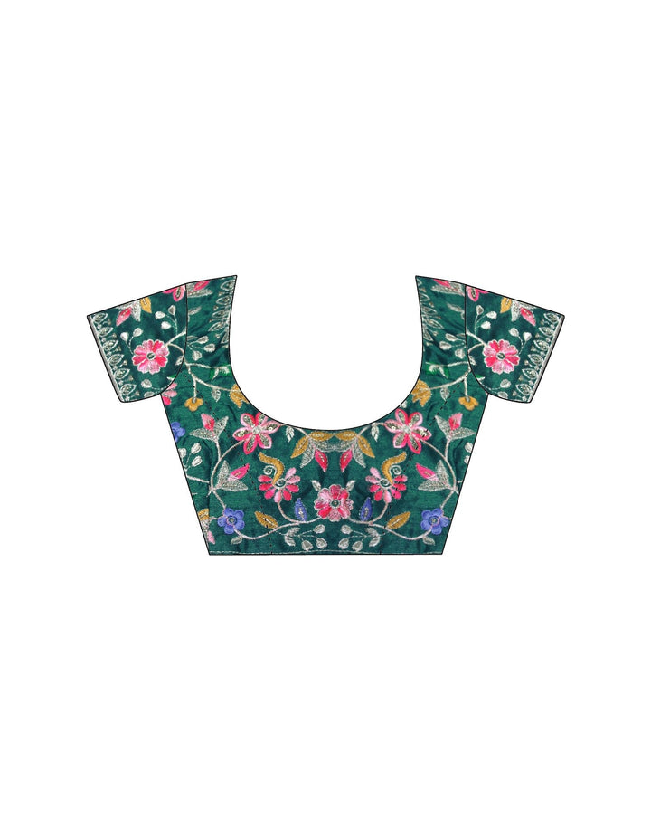 Green Georgette Printed Bandhani Saree