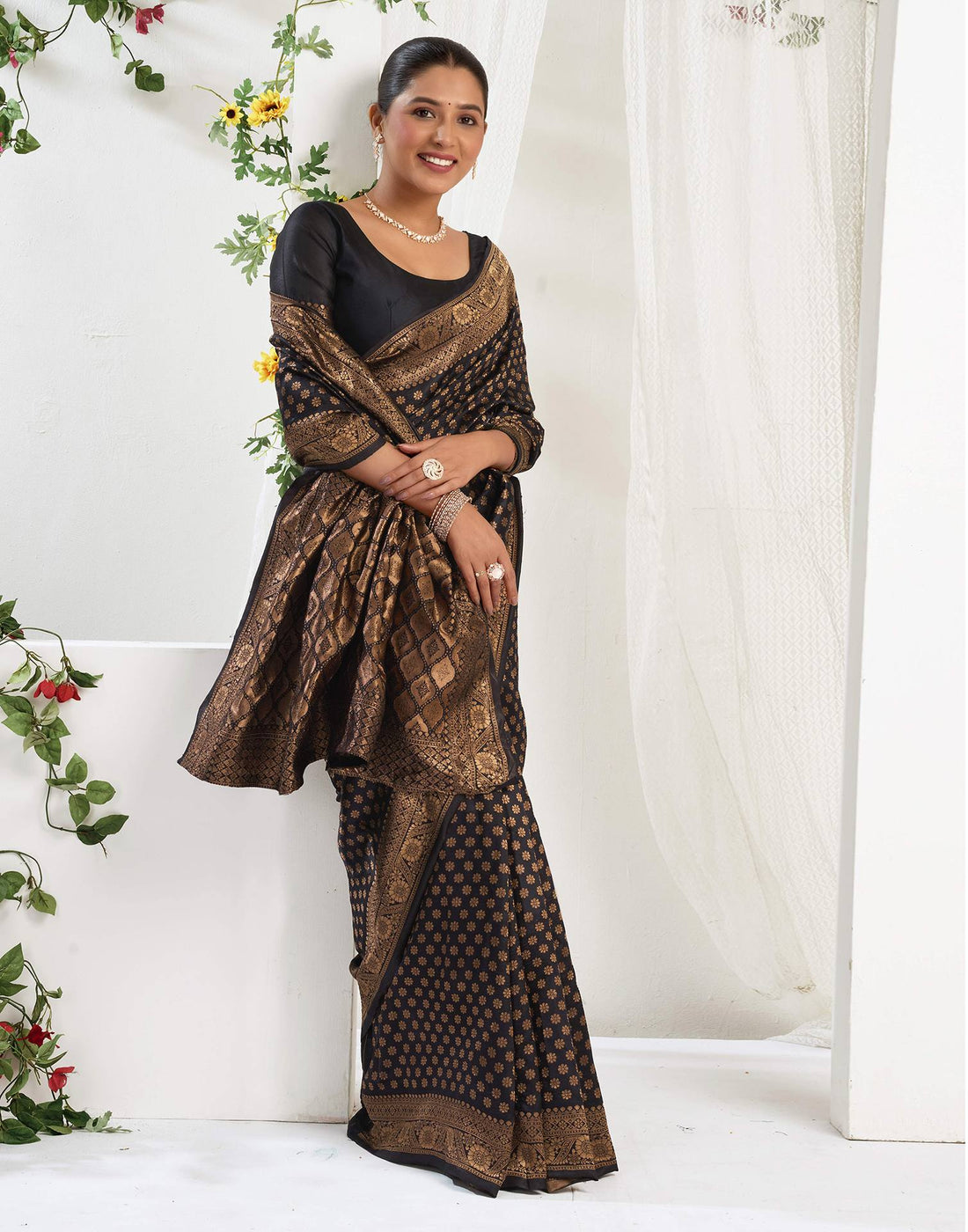 Black Silk Woven Banarasi Saree