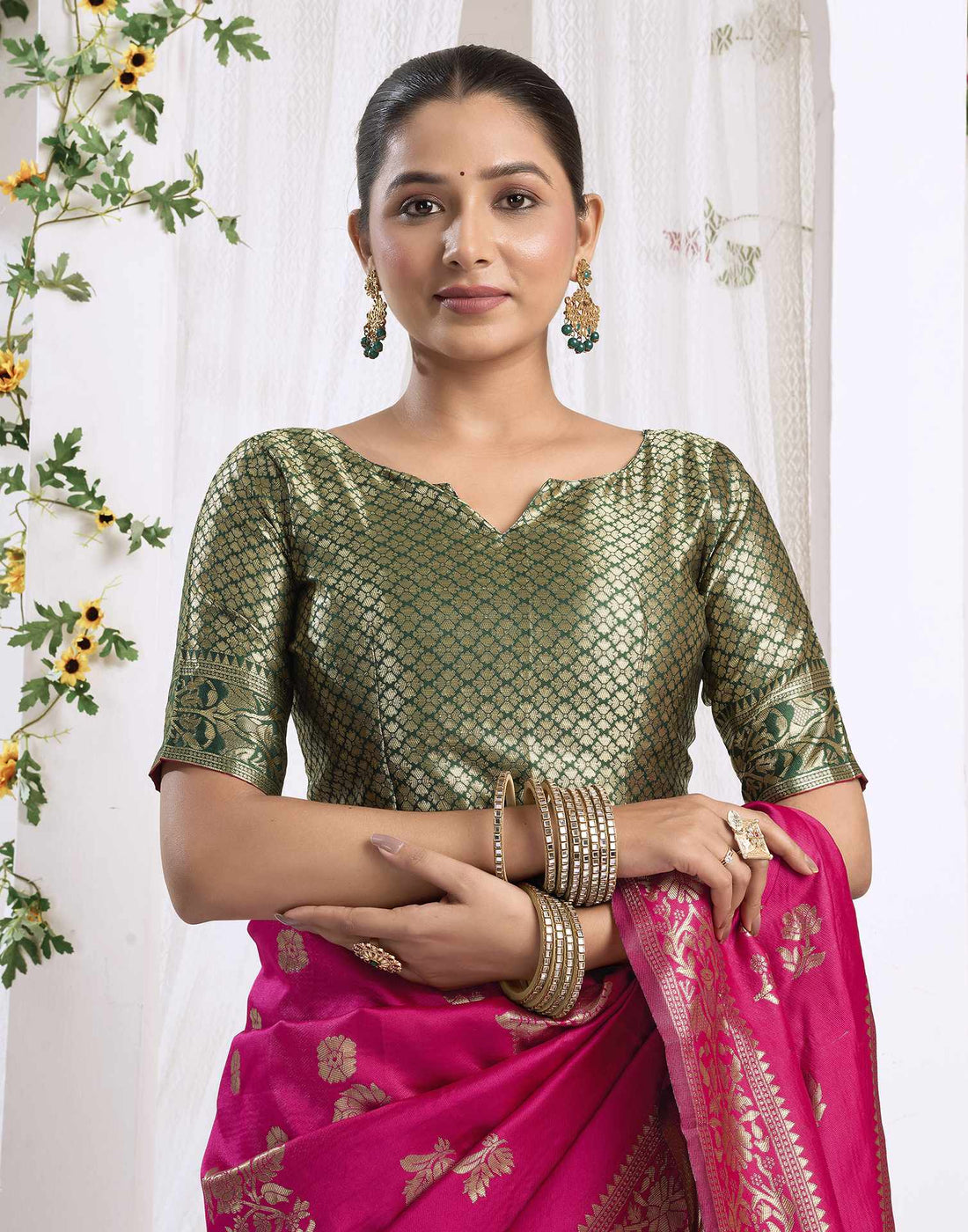Magenta Silk Woven Banarasi Saree