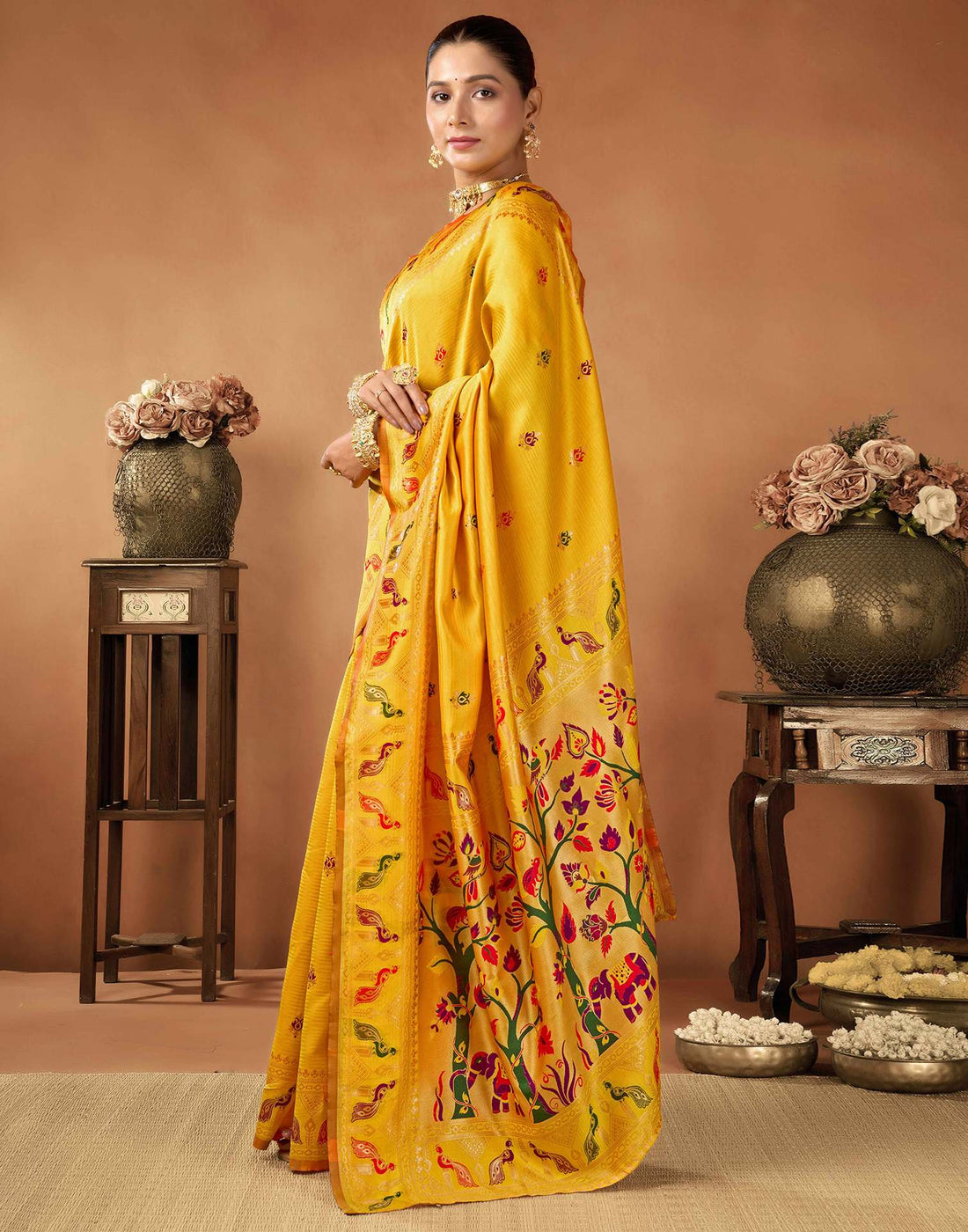 Yellow Silk Woven Paithani Saree