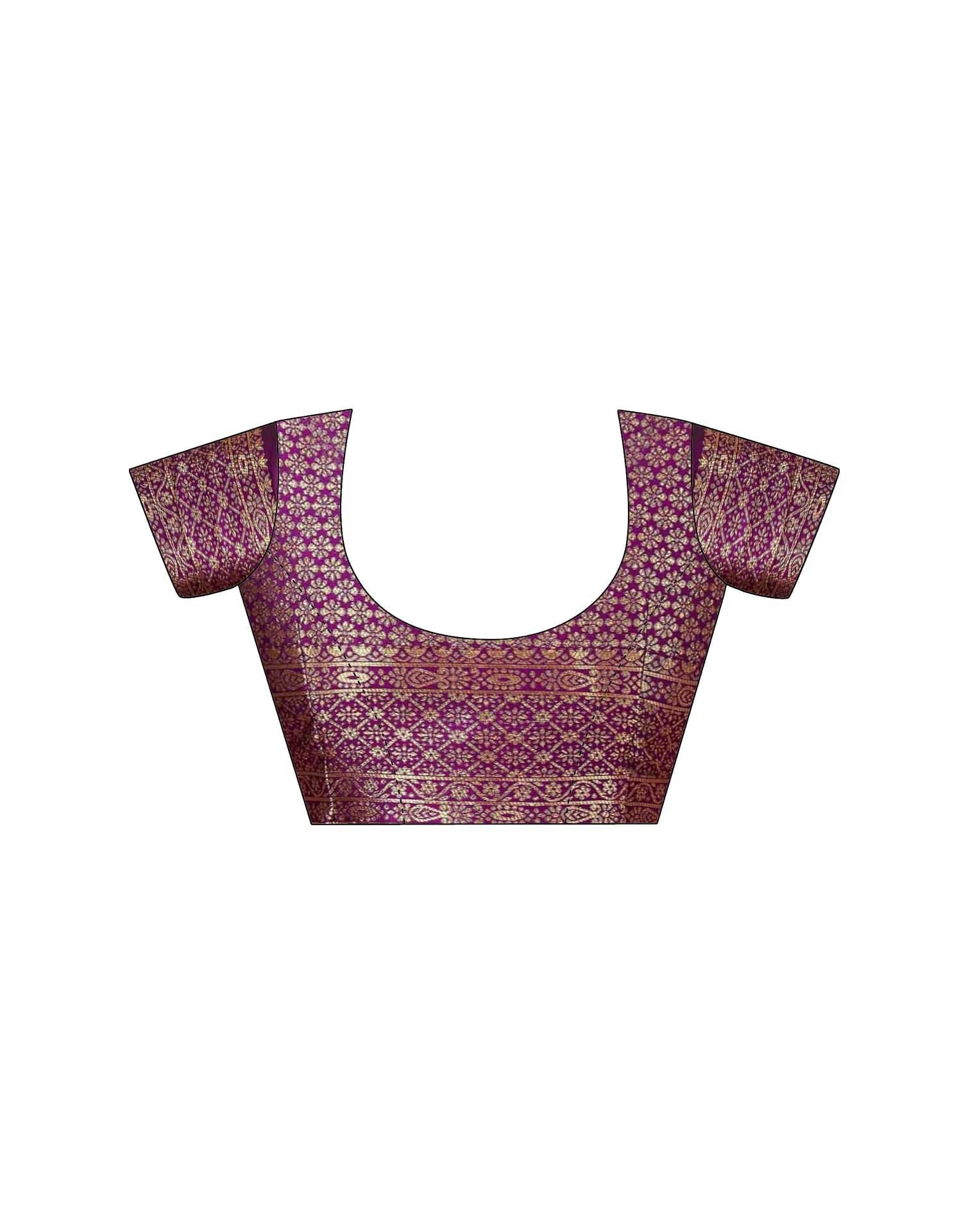 Dark Purple Silk Woven Banarasi Saree