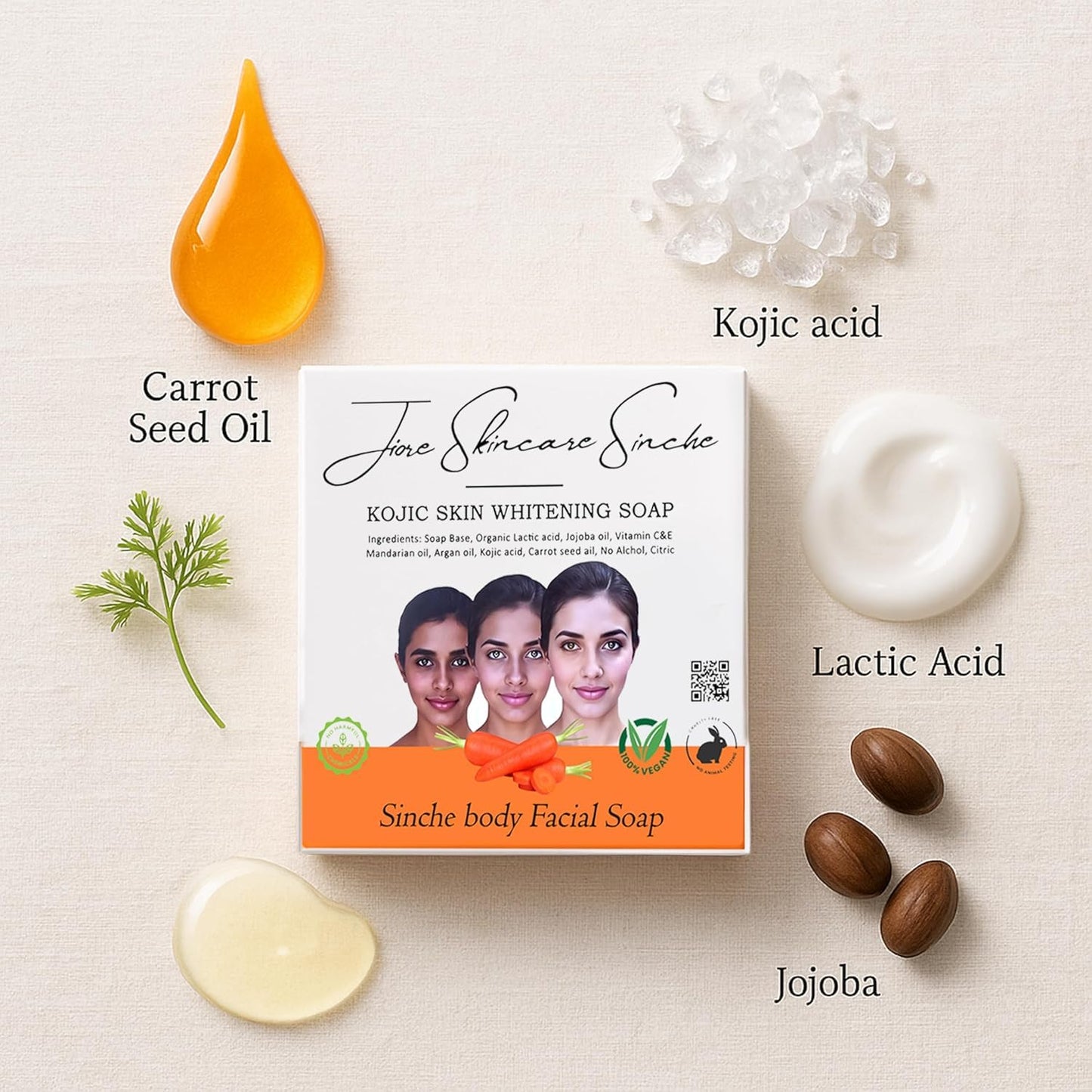 Jiore Skincare Sinche Body Kojic Skin Brightening Soap Body Facial Bar