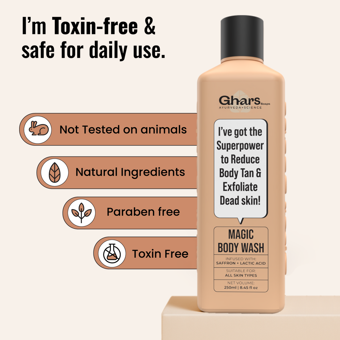 Magic De-Tan & Exfoliating Body Wash with Saffron & Lactic Acid- 250ml