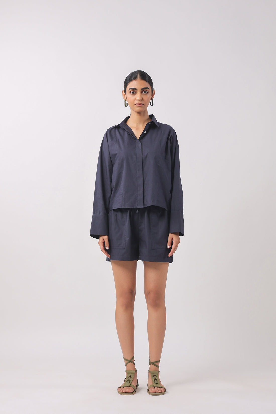 Women’s Navy Cotton Top with Navy Shorts Co-Ord Set
