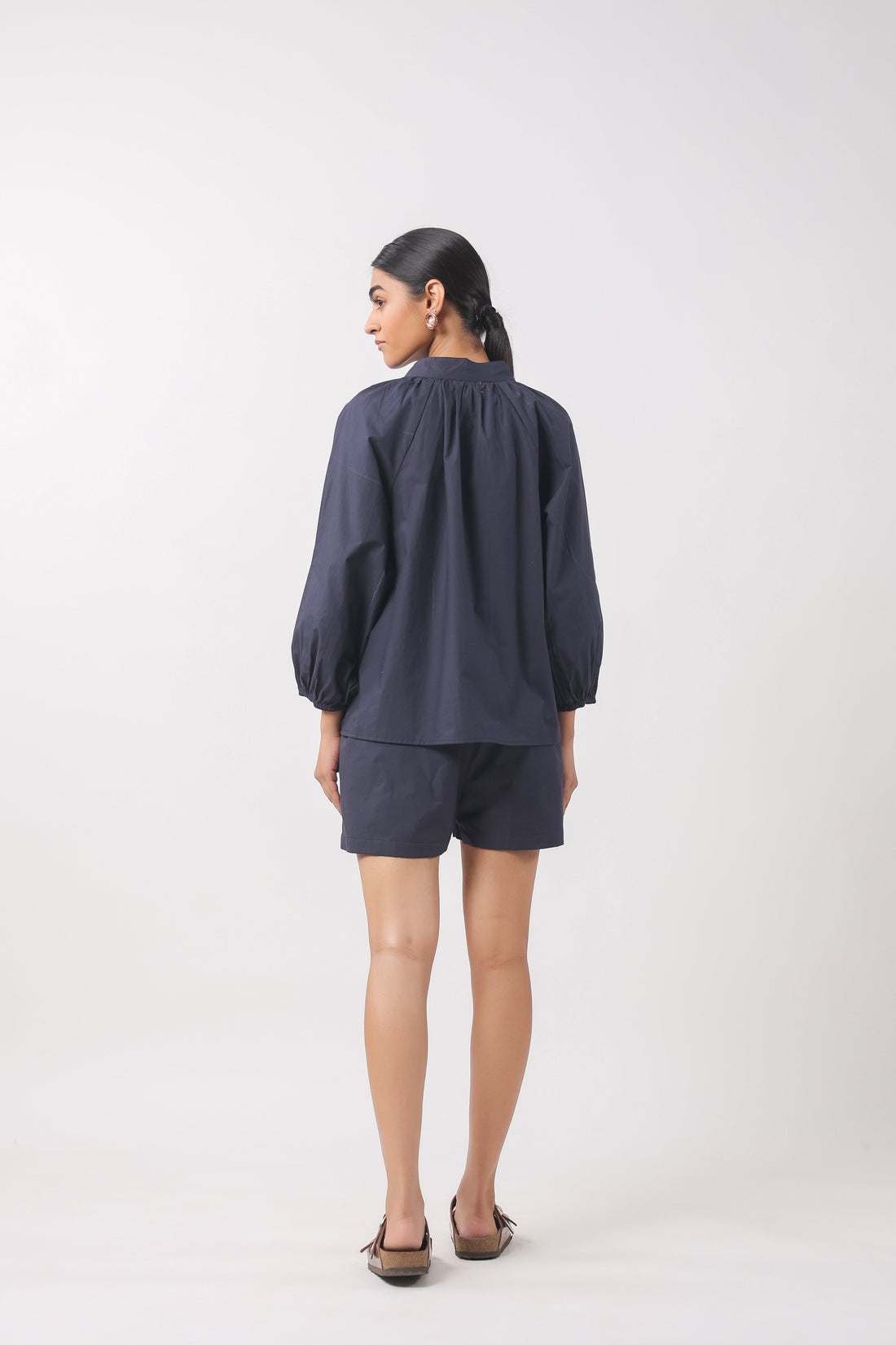 Women’s Navy Blue Cotton Top with Navy Blue Shorts Co-Ord Set