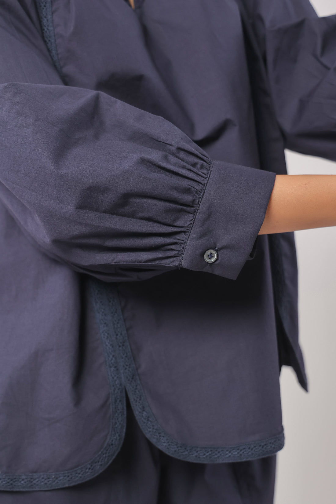 Women’s Navy Blue Cotton Poplin Co-Ord Set