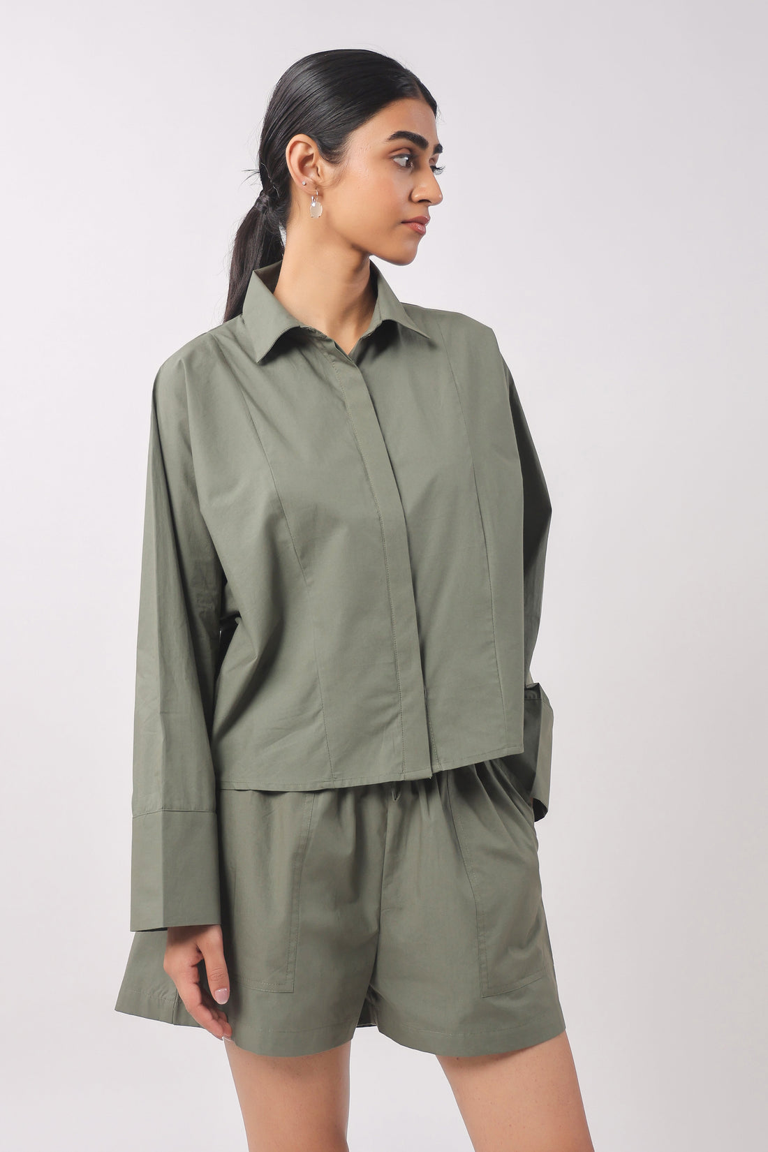 Women’s Green Cotton Top with Green Shorts Co-Ord Set