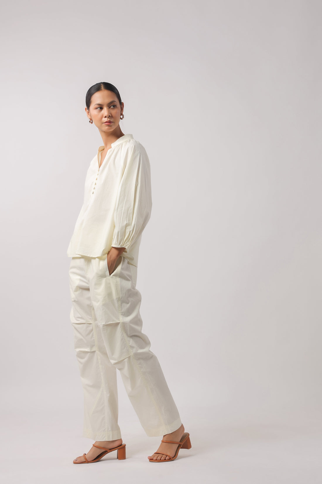 Women’s Beige Cotton Poplin Co-Ord Set
