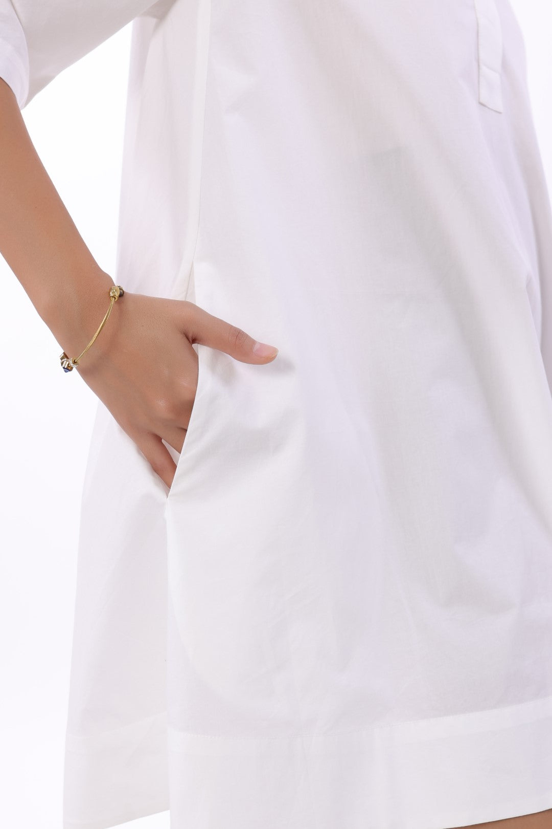 Women's White Solid Cotton Dress