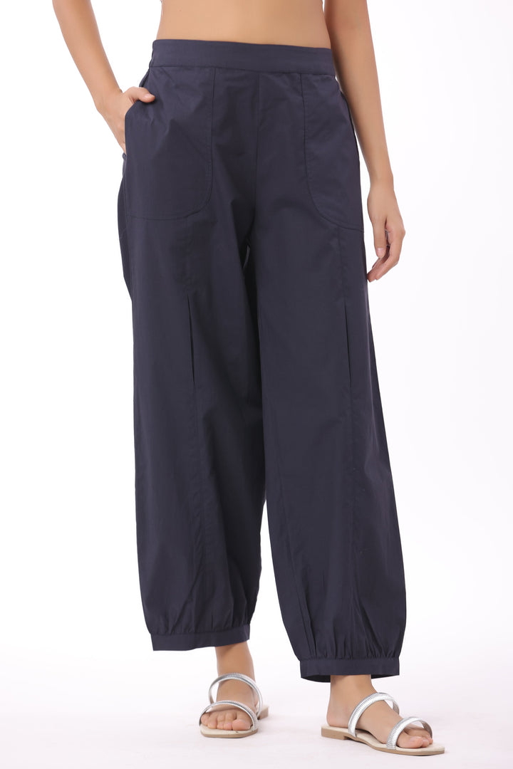 Women’s Navy Blue Cotton Trouser