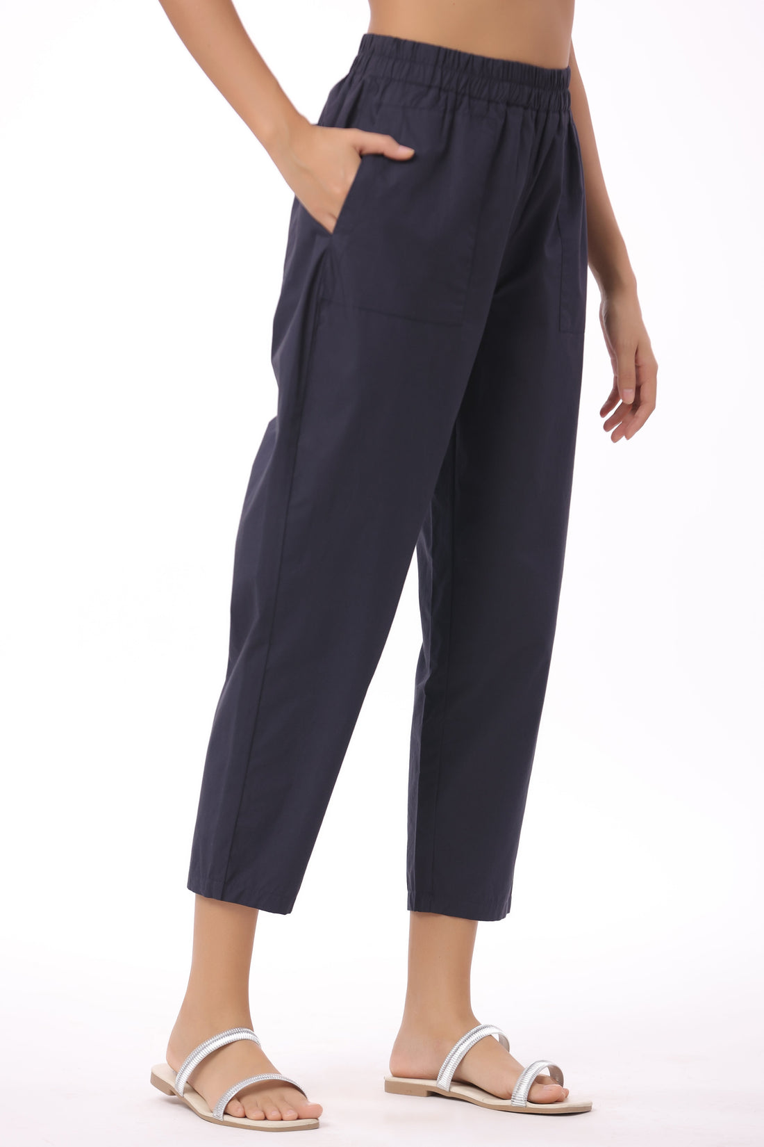 Women’s Navy Blue Cotton Trouser