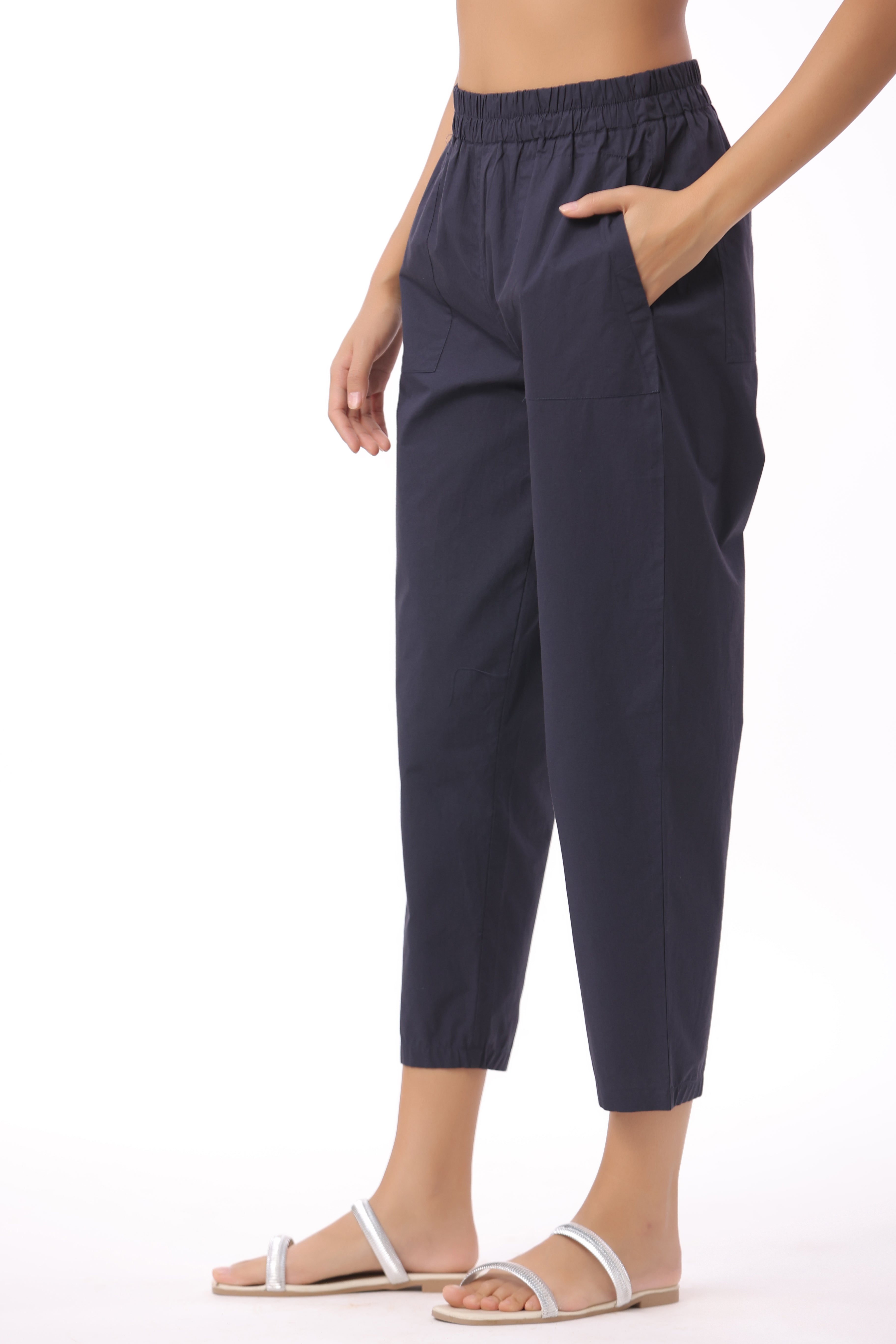 Women’s Navy Blue Cotton Trouser