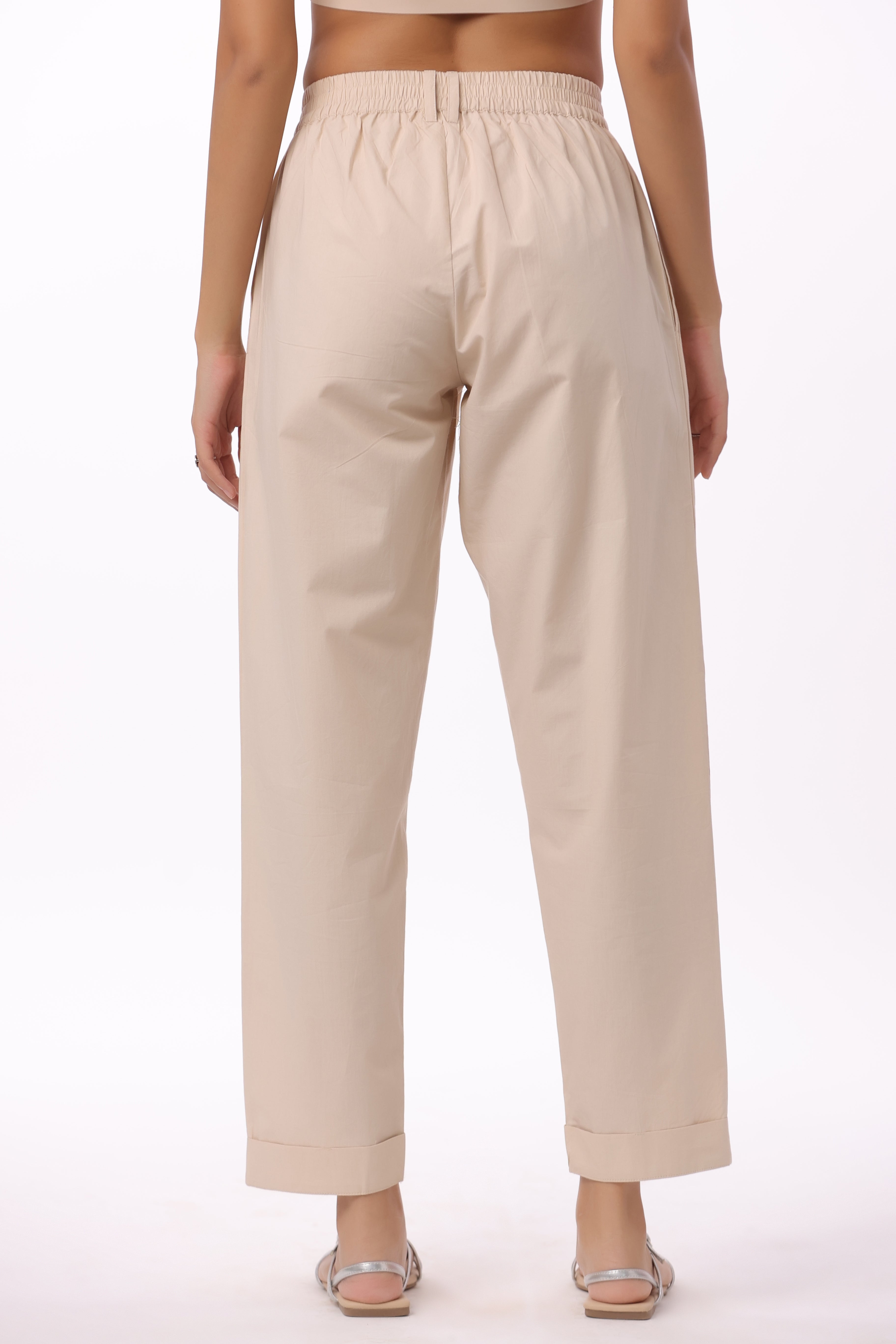 Women’s Beige Cotton Trouser