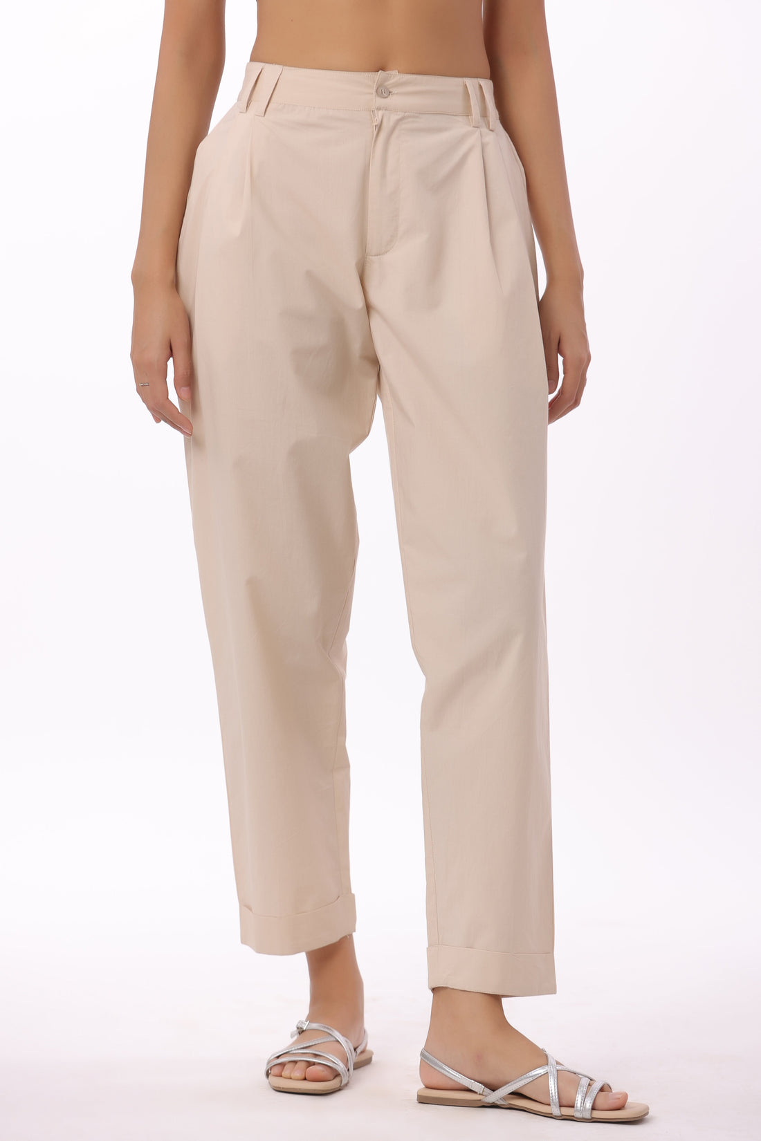 Women’s Beige Cotton Trouser
