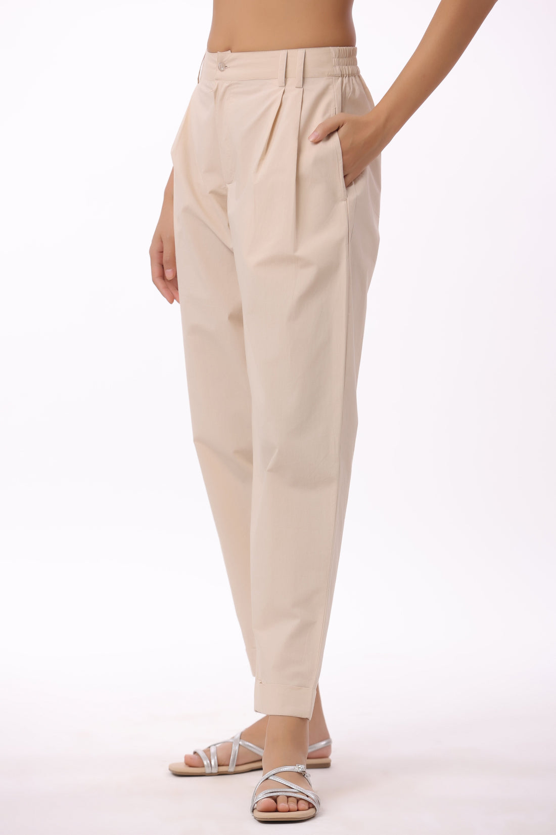 Women’s Beige Cotton Trouser