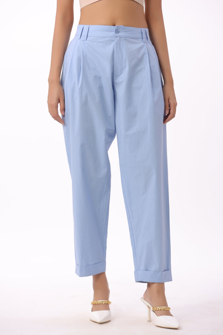Women’s Blue Cotton Trouser
