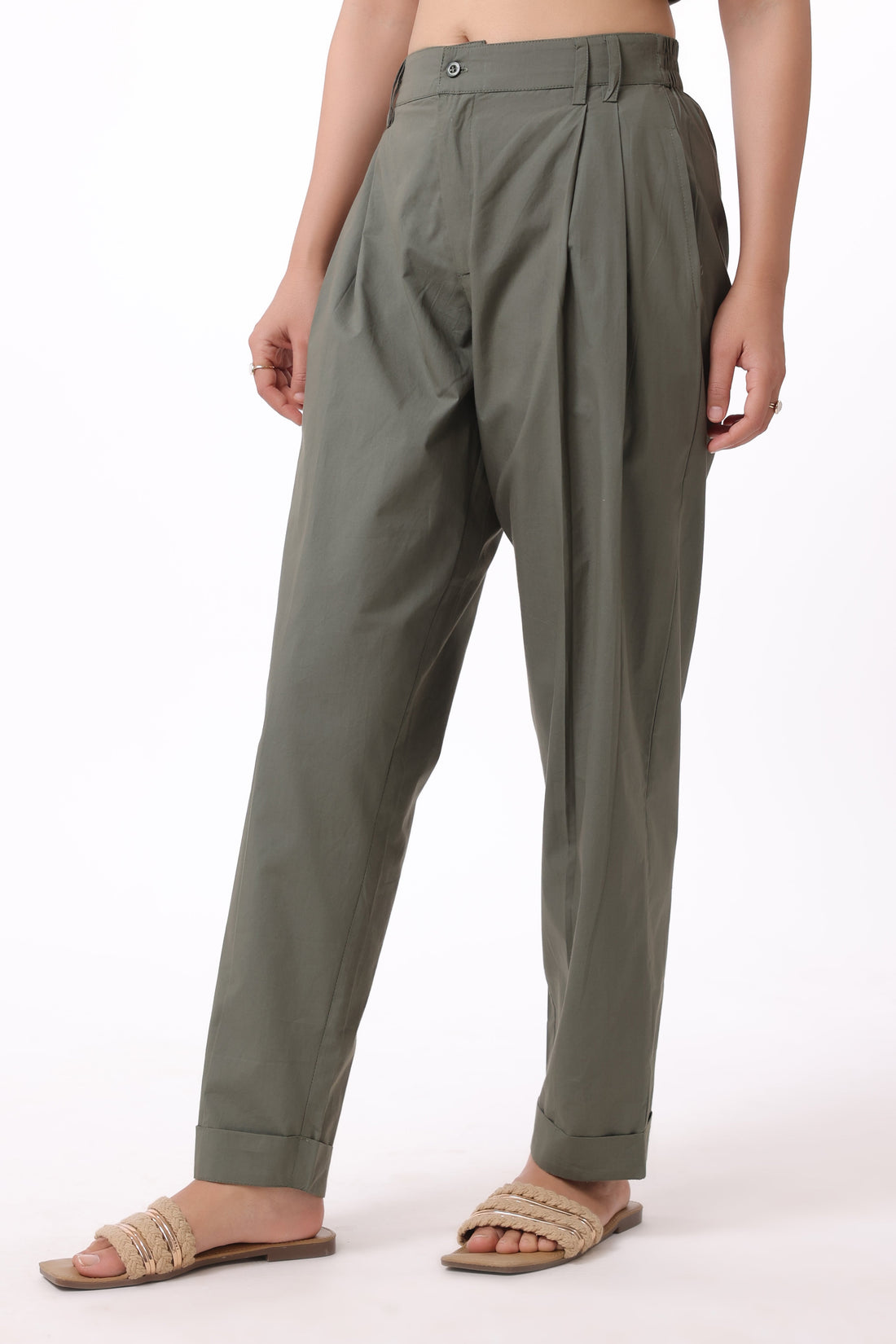 Women’s Green Cotton Trouser