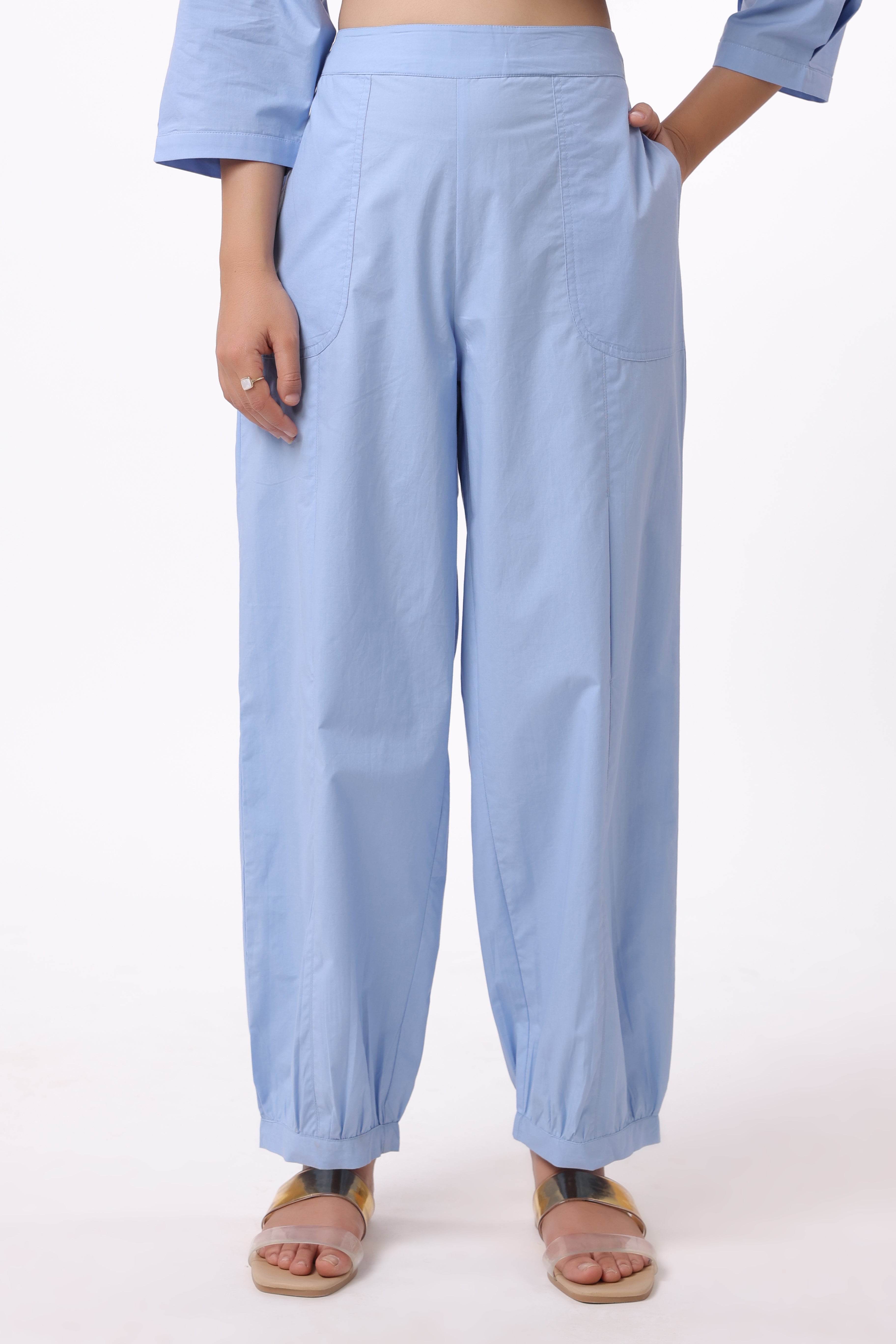 Women’s Blue Cotton Trouser