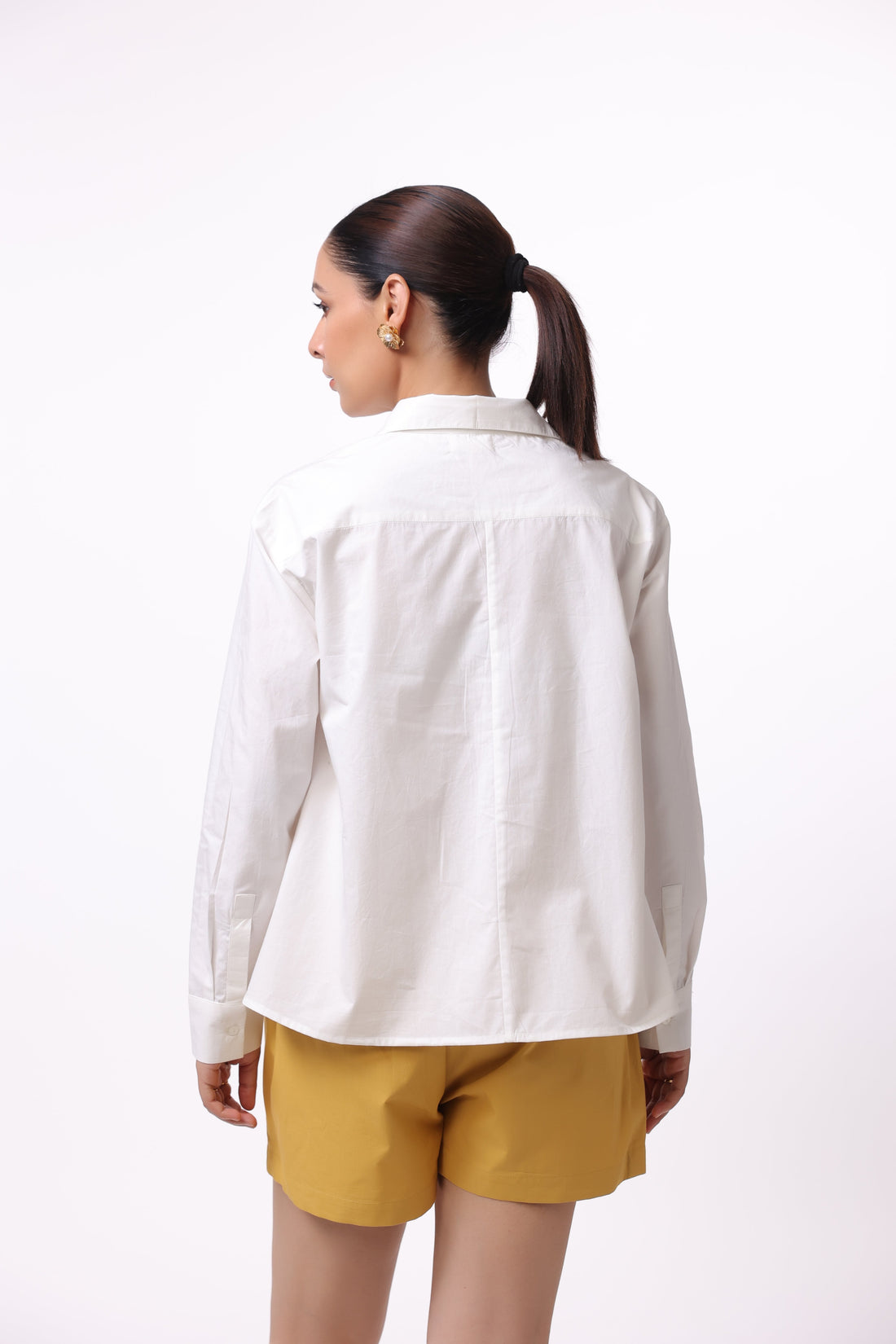 Women White Solid Cotton Top & Short Co-Ord Set