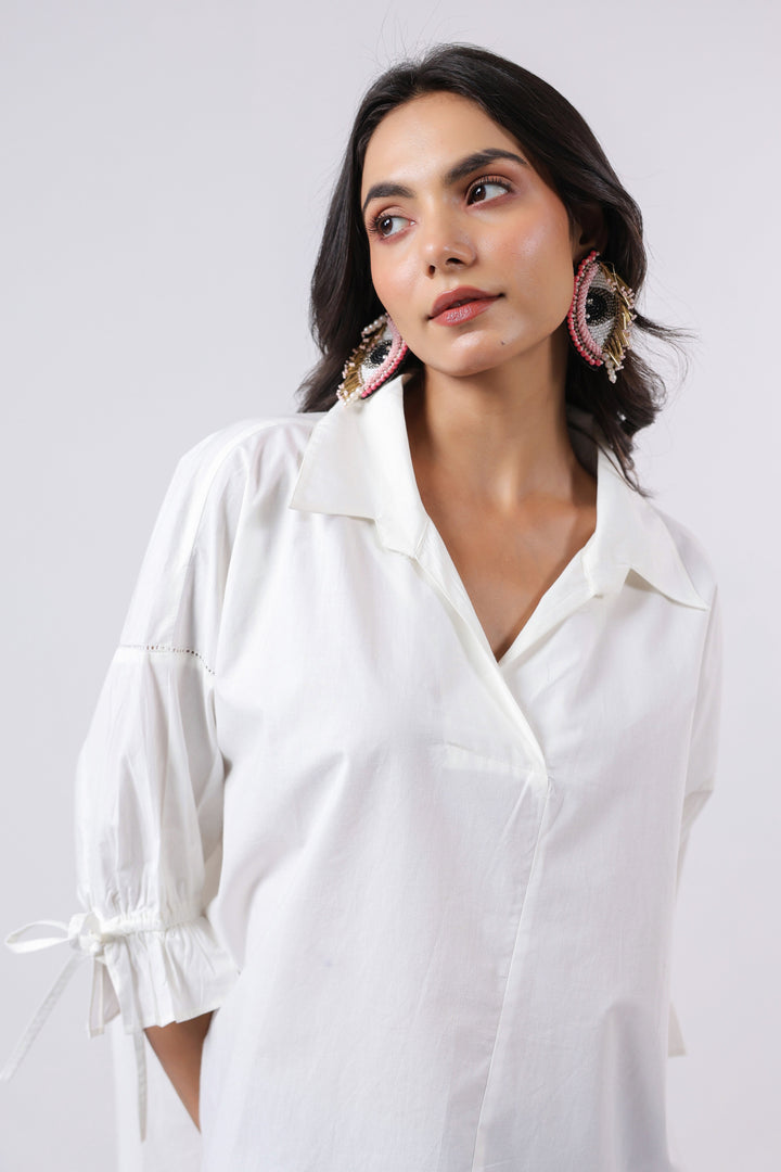 Women’s White Cotton Poplin Top