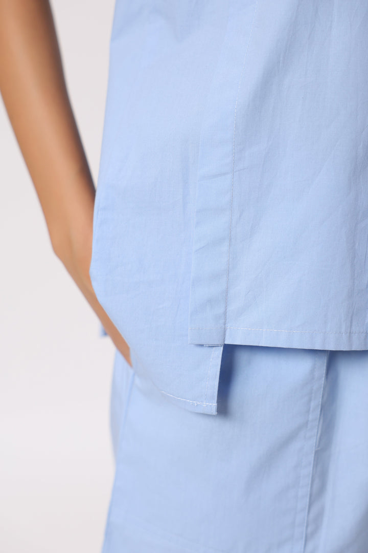 Women’s Blue Cotton Poplin Shorts