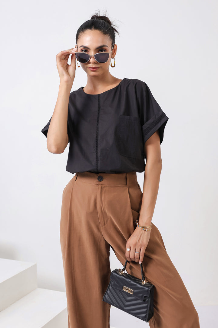 Women's Black Cotton Top