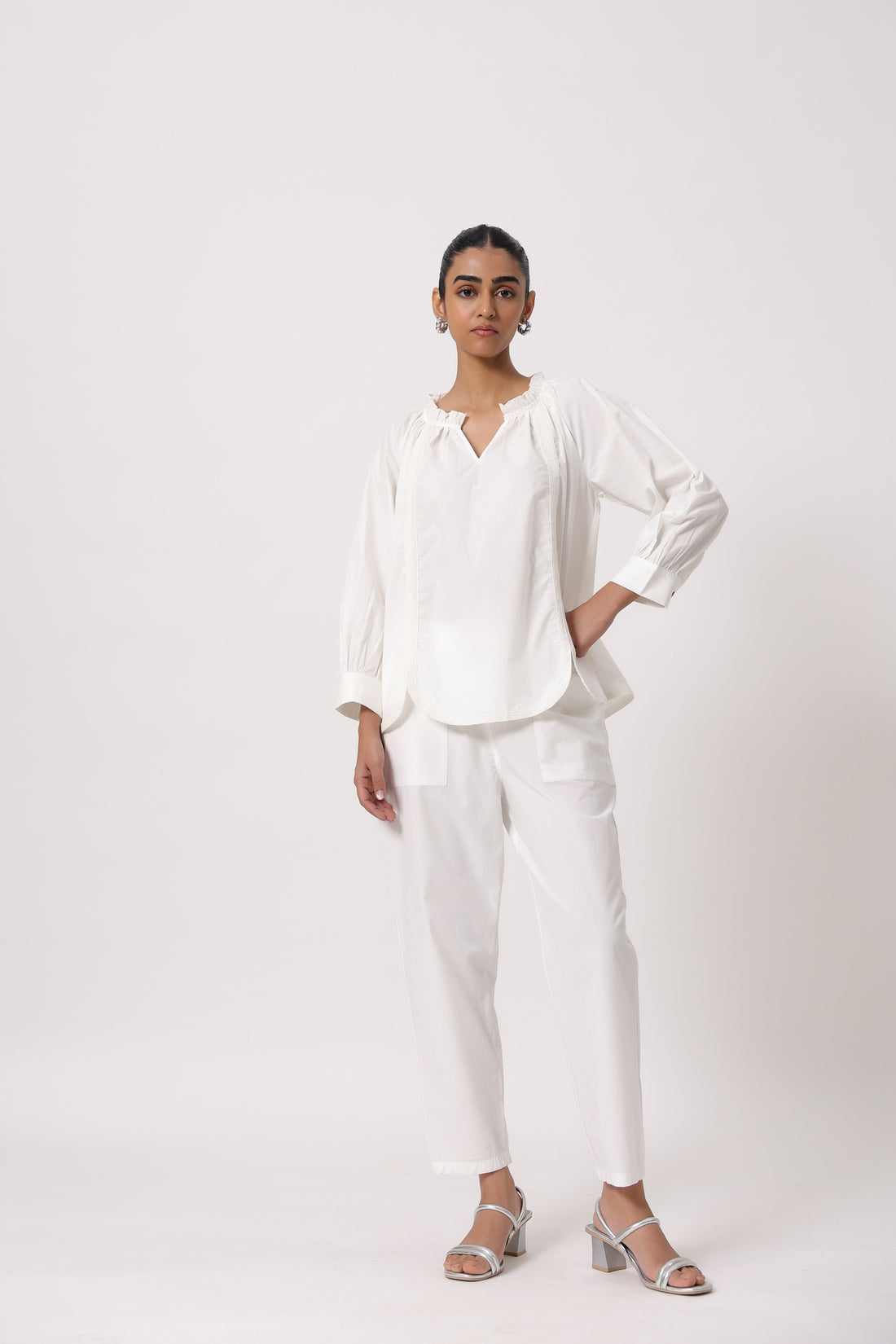 Women’s White Cotton Poplin Co-Ord Set