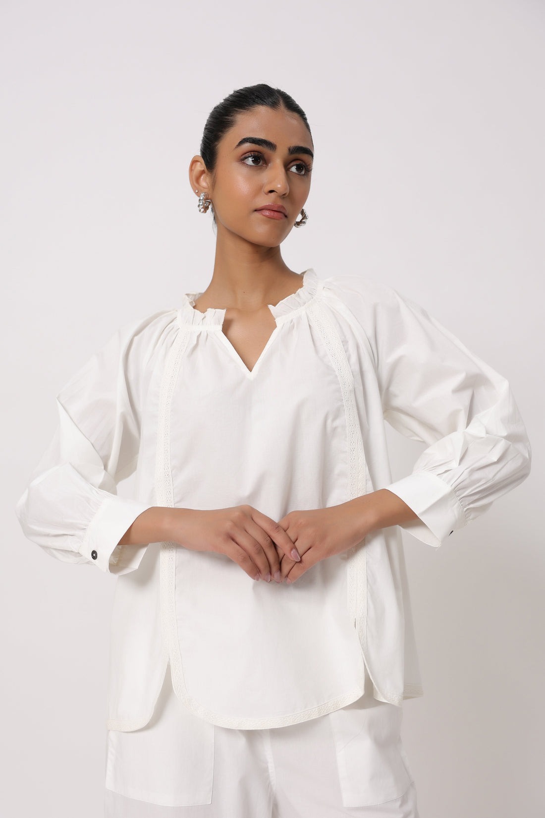 Women’s White Cotton Poplin Co-Ord Set