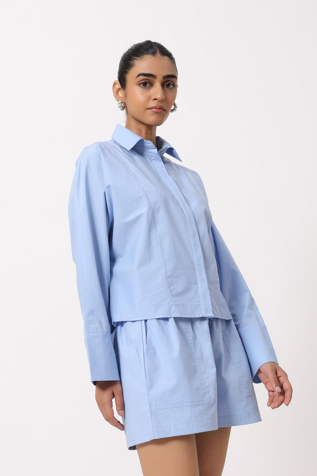 Women’s Blue Cotton Top with Blue Shorts Co-Ord Set