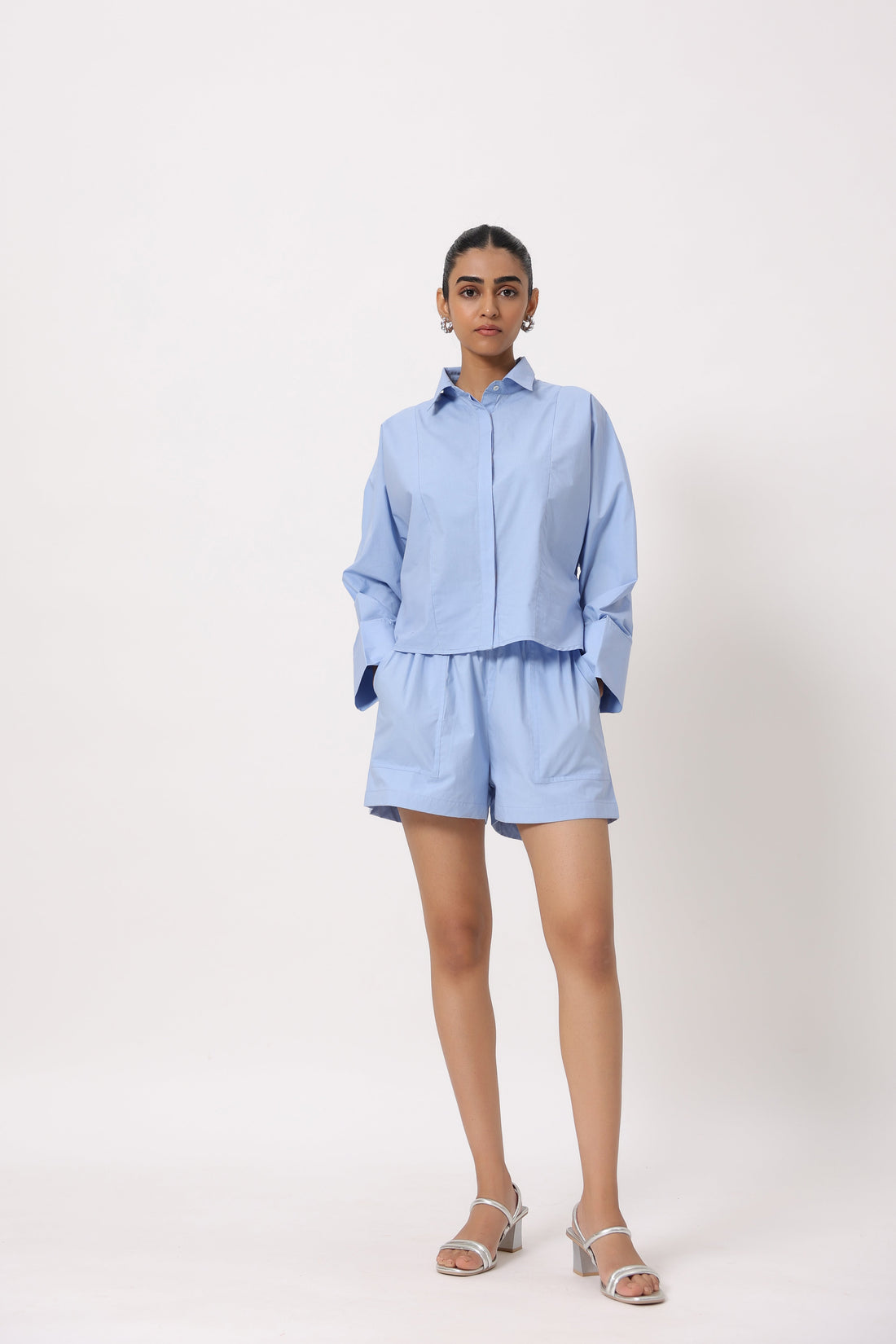 Women’s Blue Cotton Top with Blue Shorts Co-Ord Set