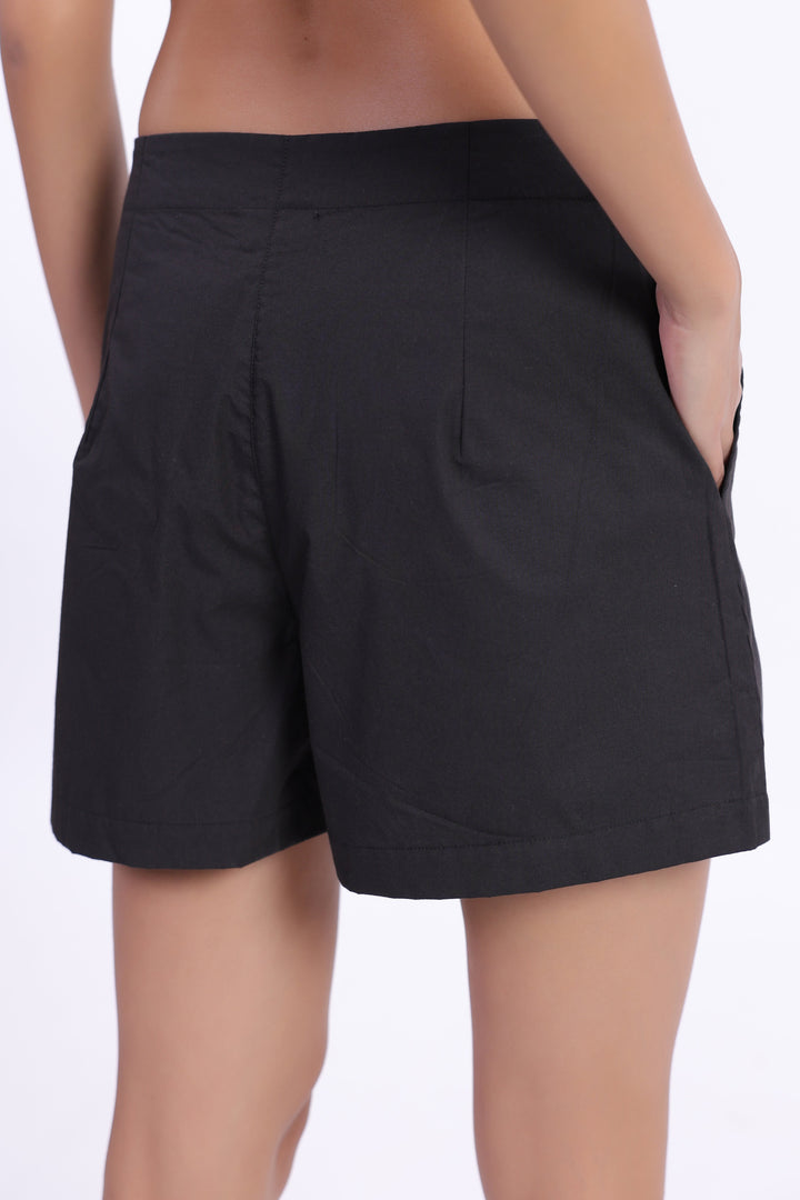 Women’s Black Cotton Shorts