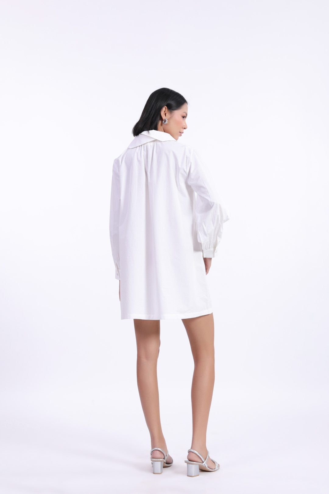 Women's White Solid Cotton Dress