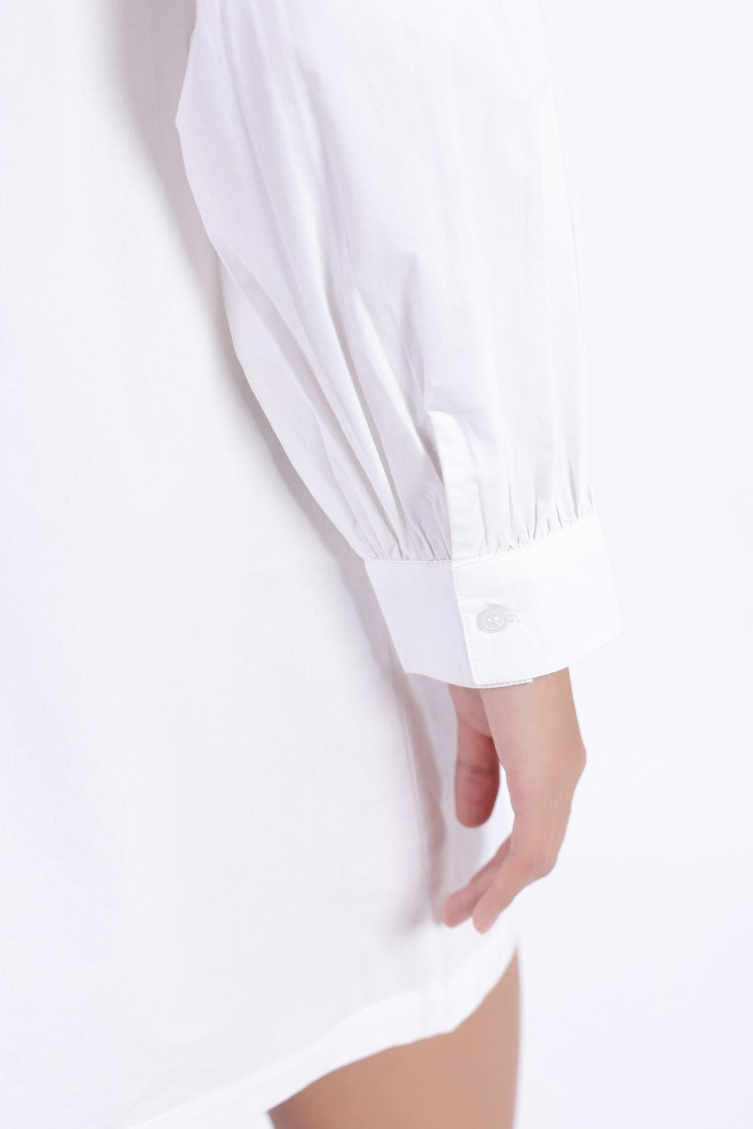 Women's White Solid Cotton Dress