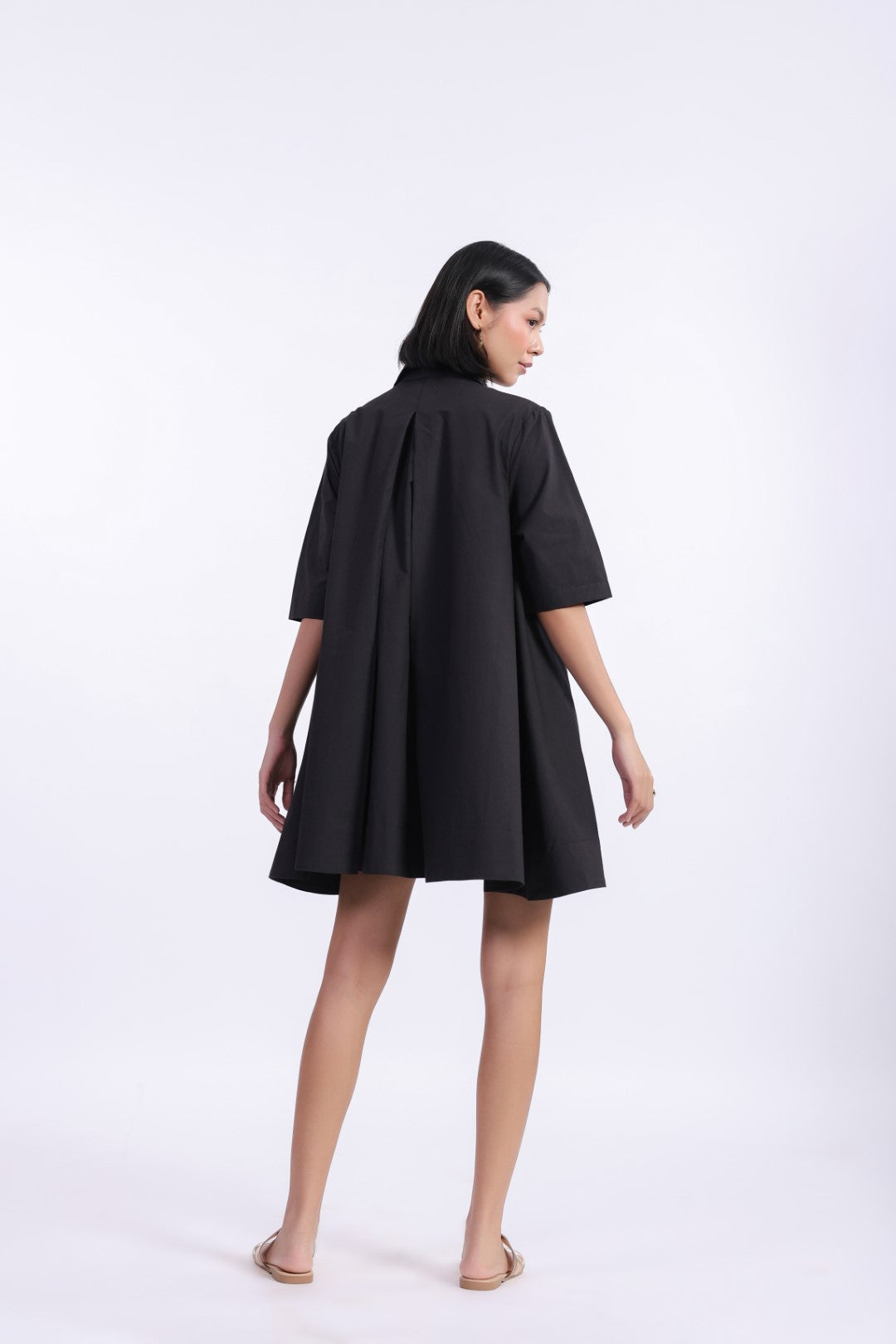 Women's Black Solid Cotton Dress