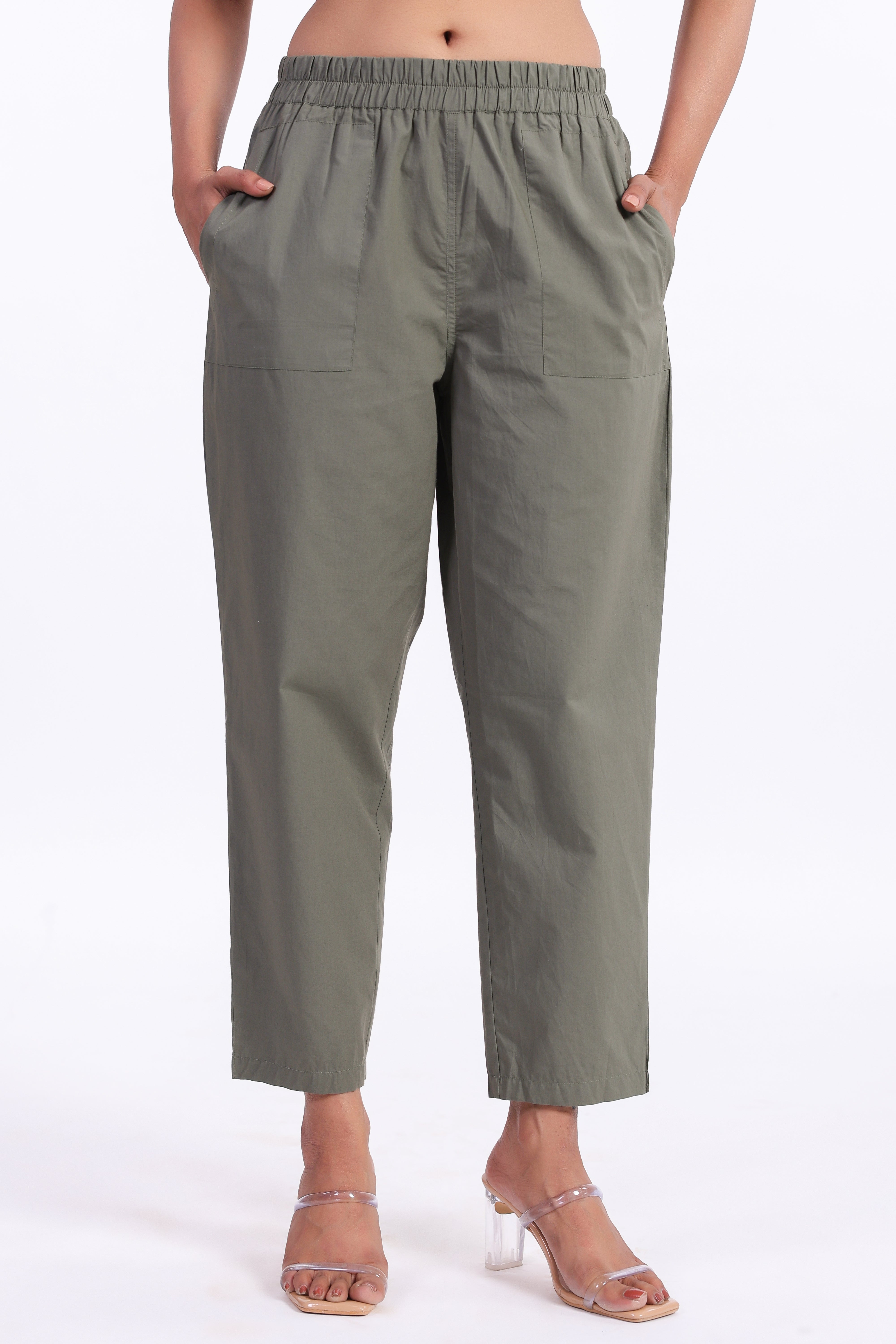 Women’s Green Cotton Trouser
