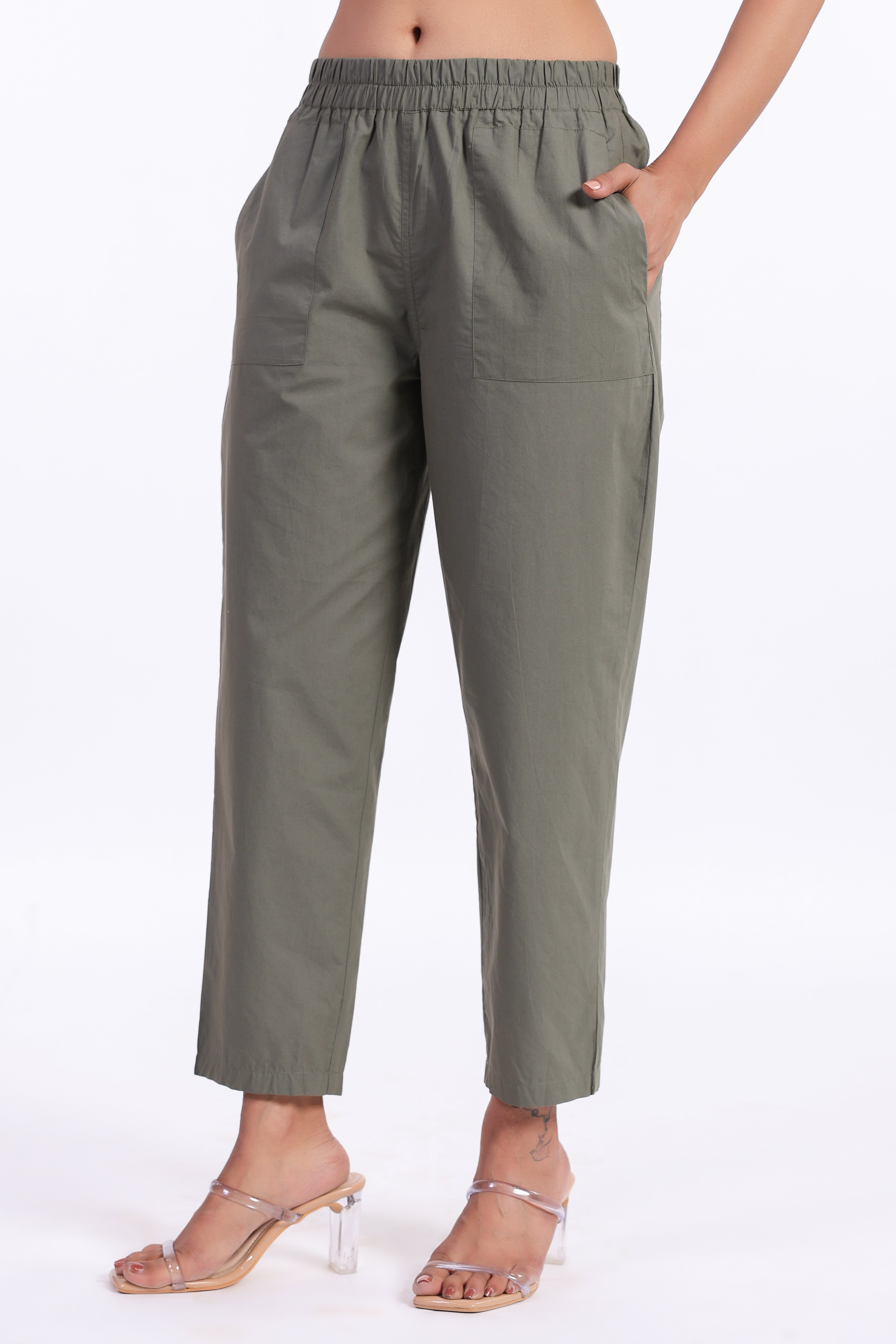 Women’s Green Cotton Trouser