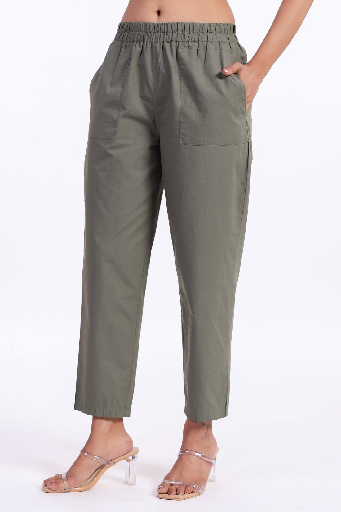Women’s Green Cotton Trouser