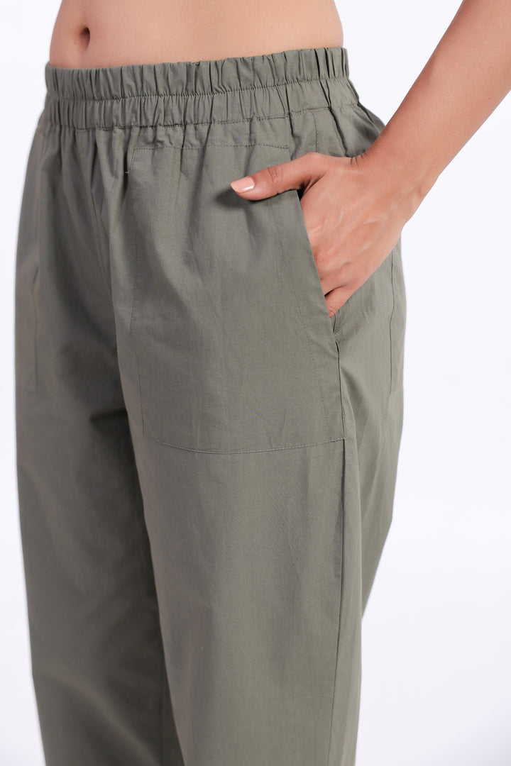 Women’s Green Cotton Trouser