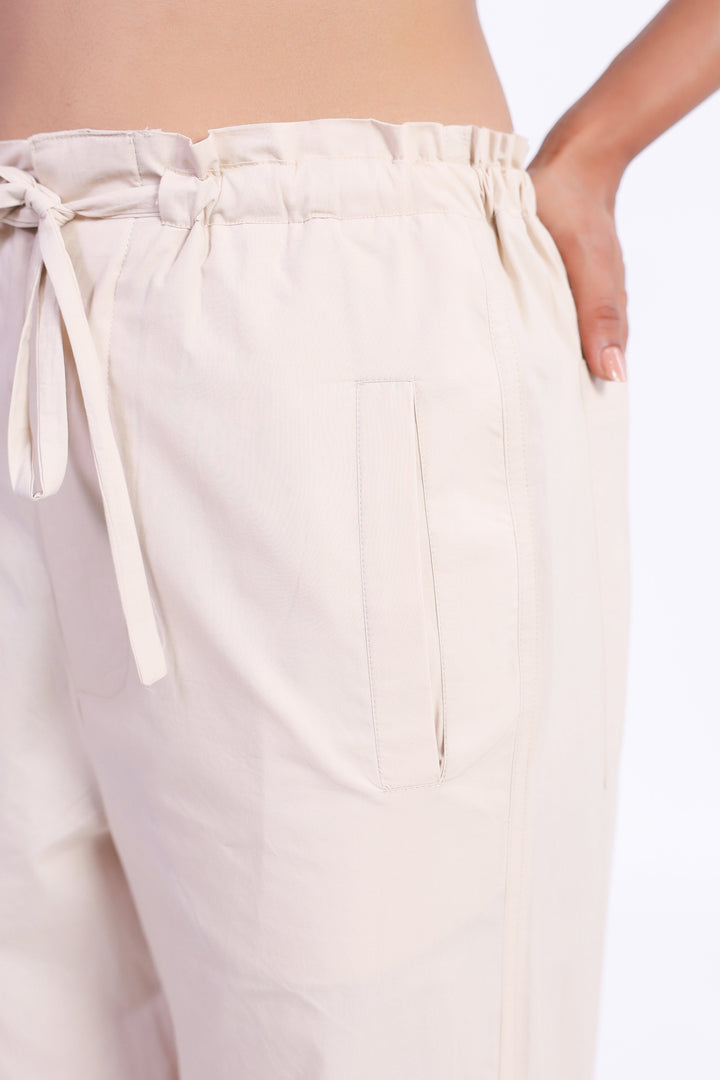 Women’s Beige Cotton Trouser