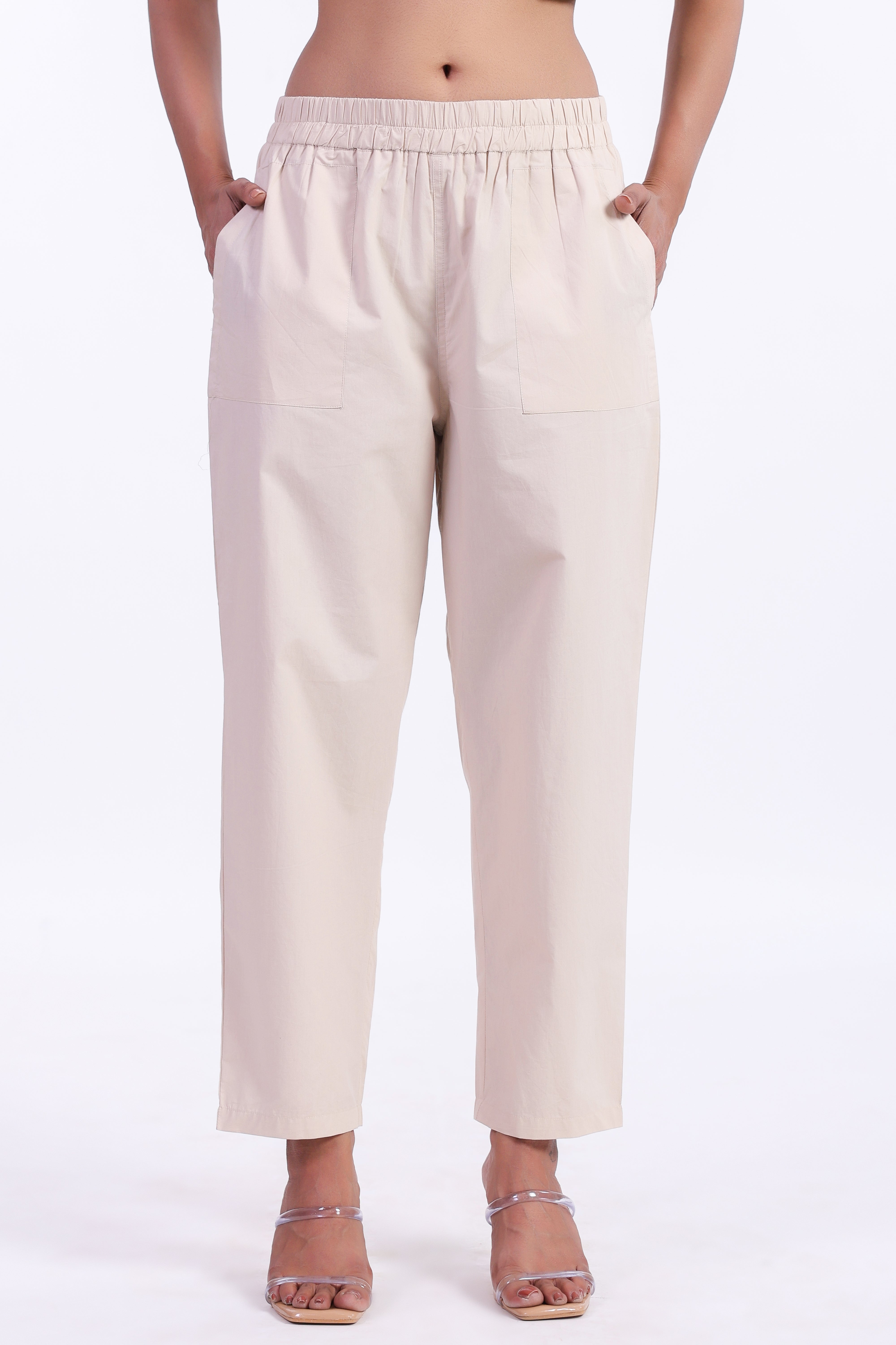Women’s Beige Cotton Trouser