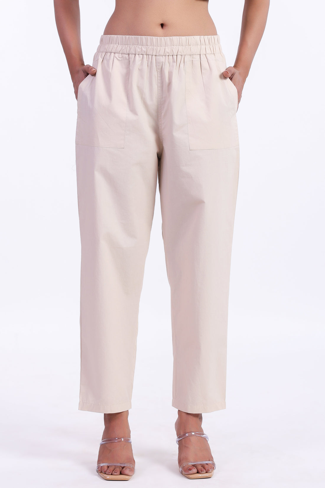 Women’s Beige Cotton Trouser