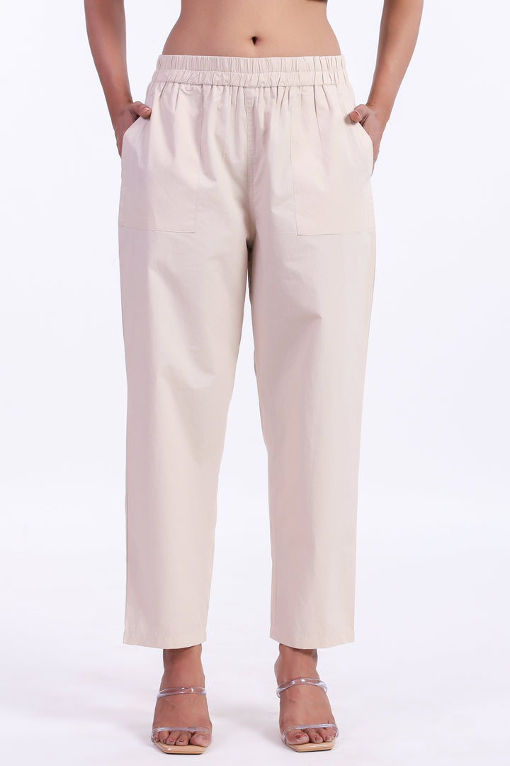 Women’s Beige Cotton Trouser