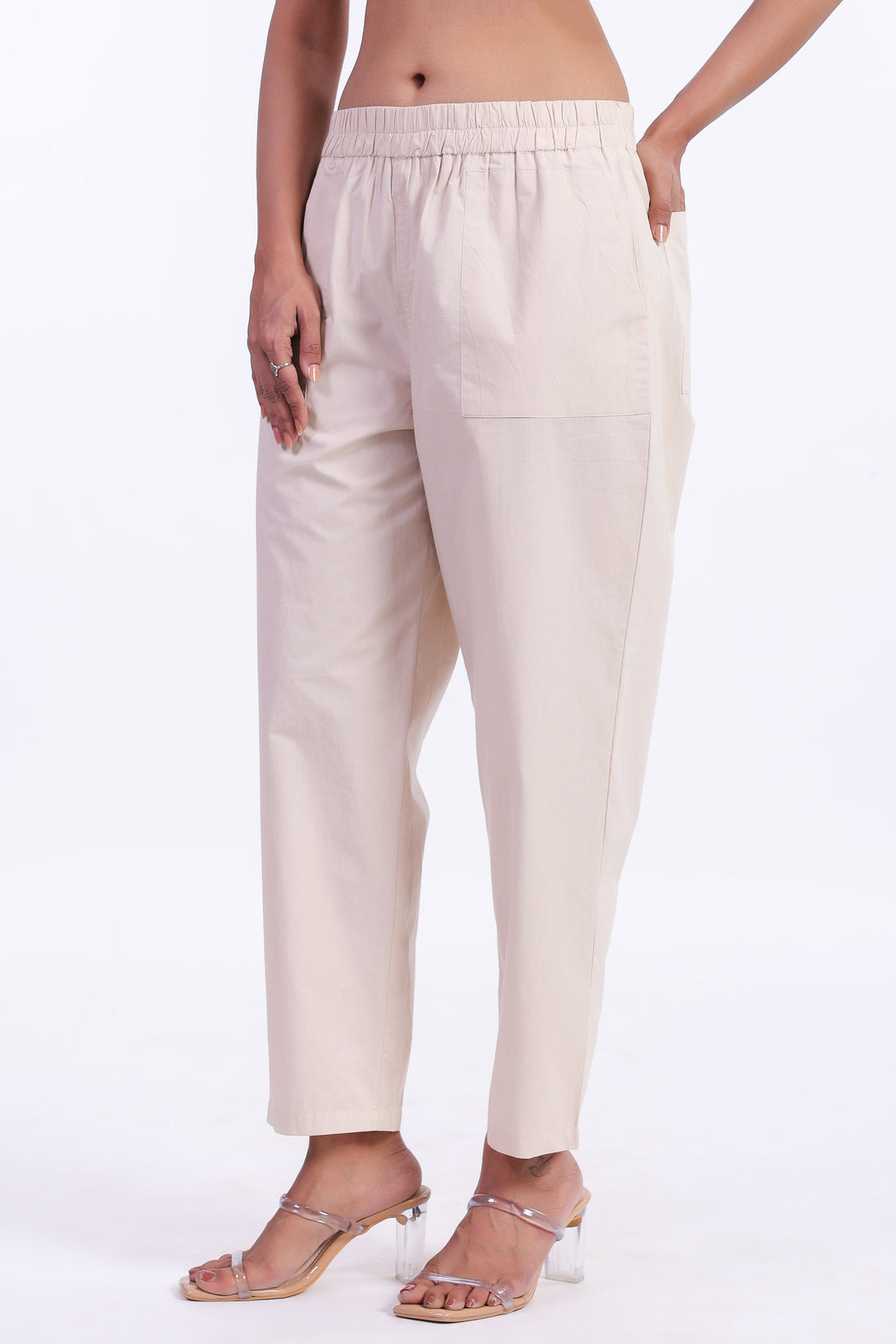 Women’s Beige Cotton Trouser