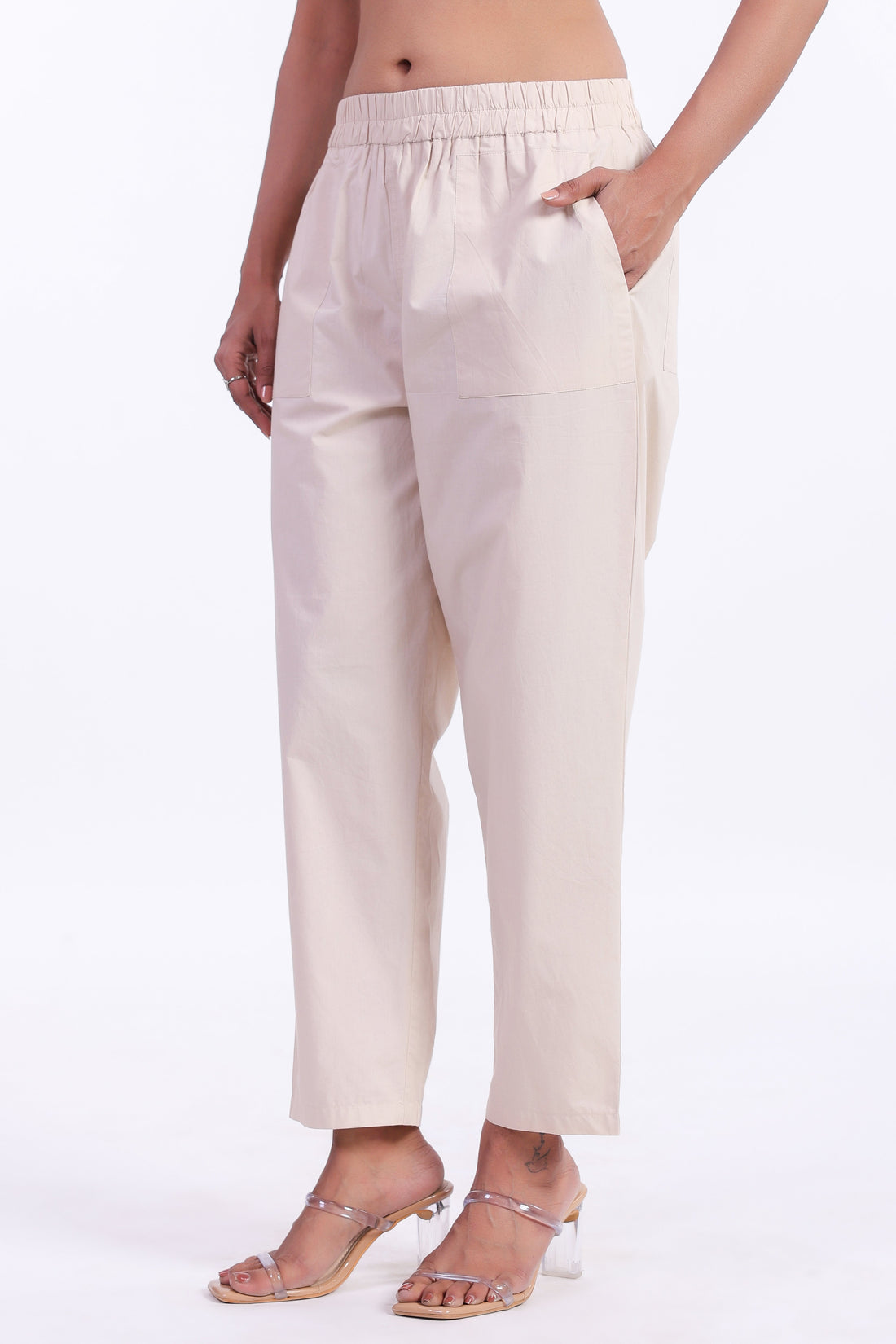 Women’s Beige Cotton Trouser