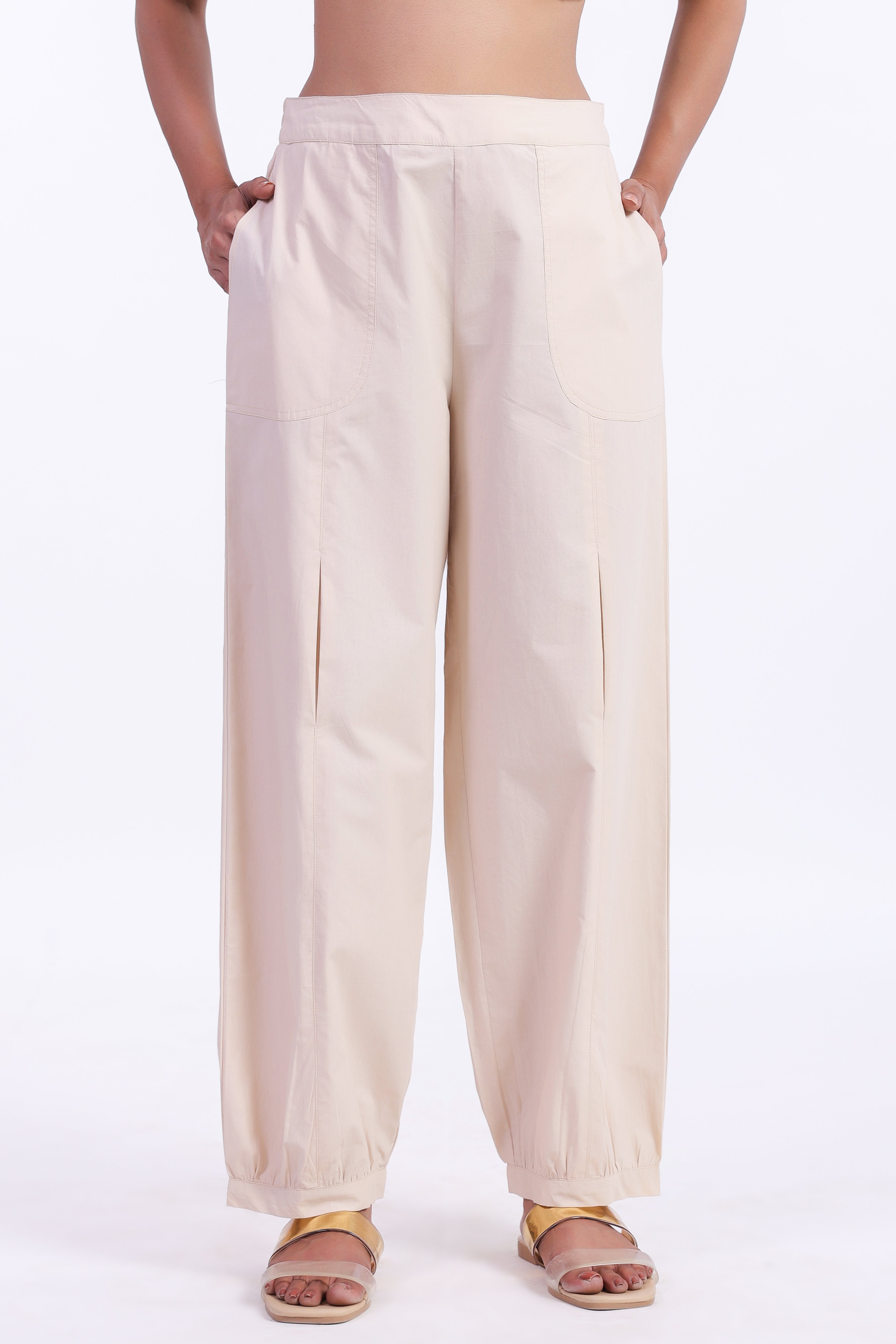 Women’s Beige Cotton Trouser
